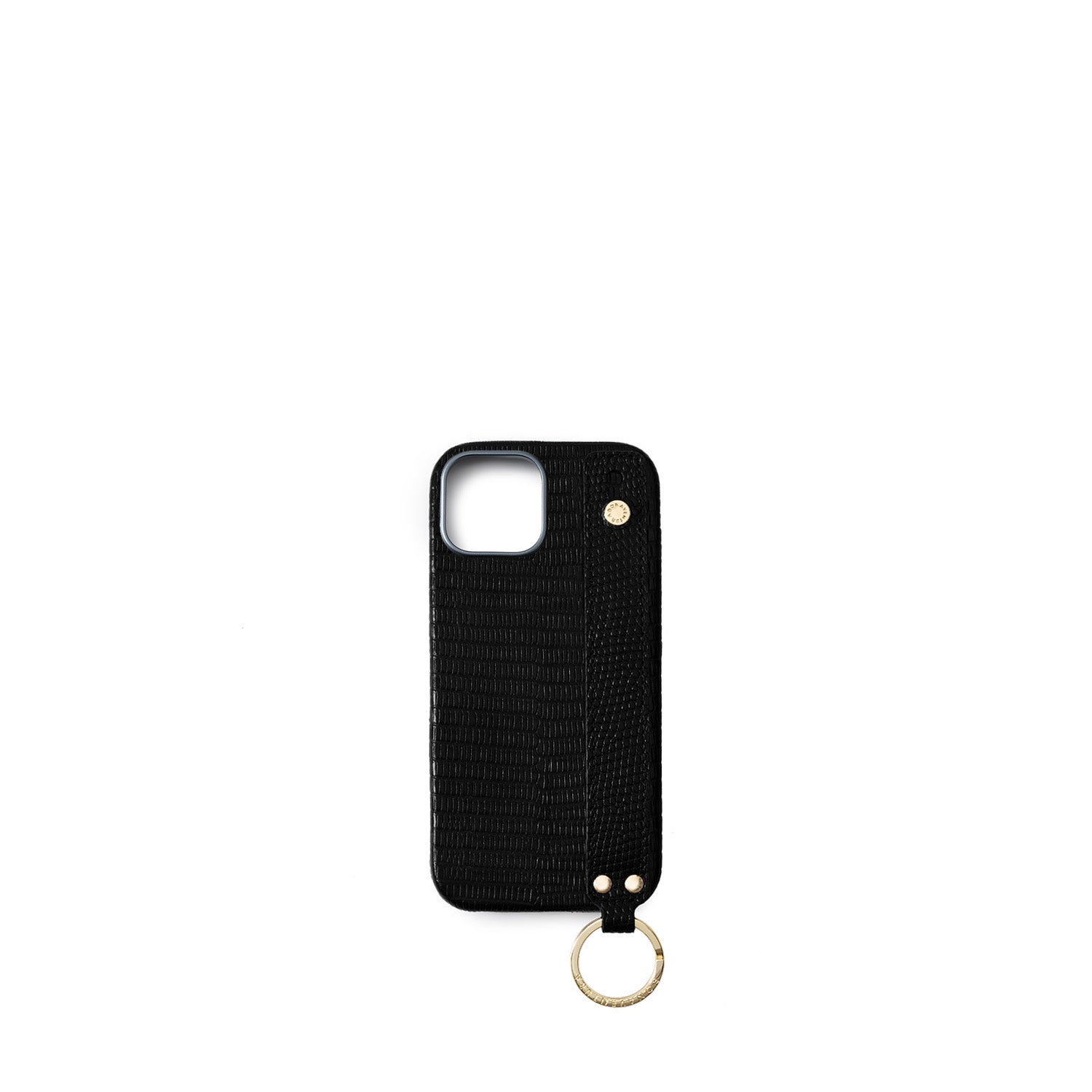 iPhone 16) ハンドル付き バックカバーケースリザードエンボスレザー