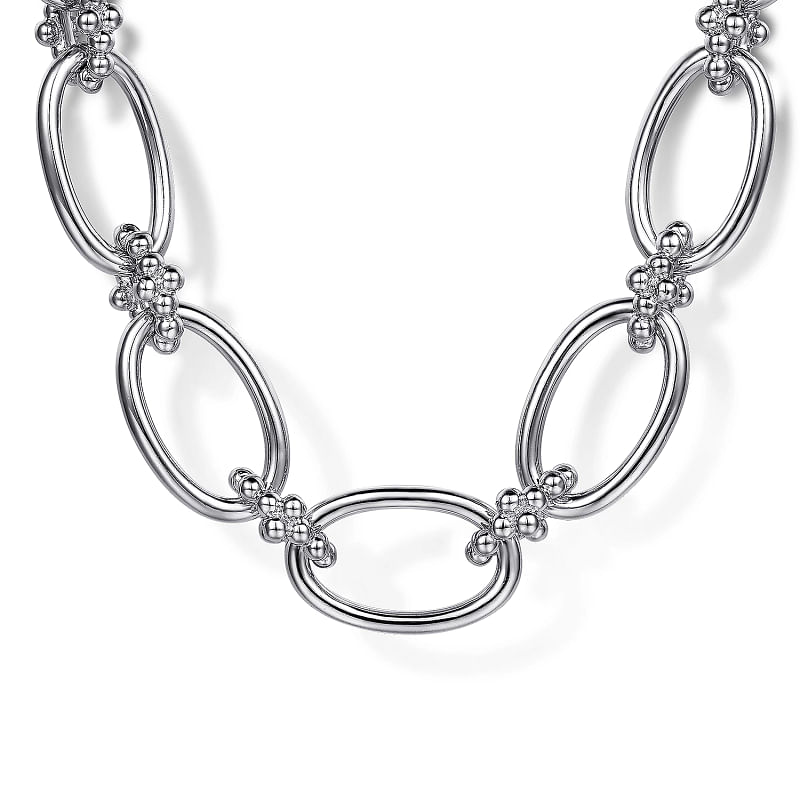 925 Sterling Silver Oval Link Chain Necklace with Bujukan