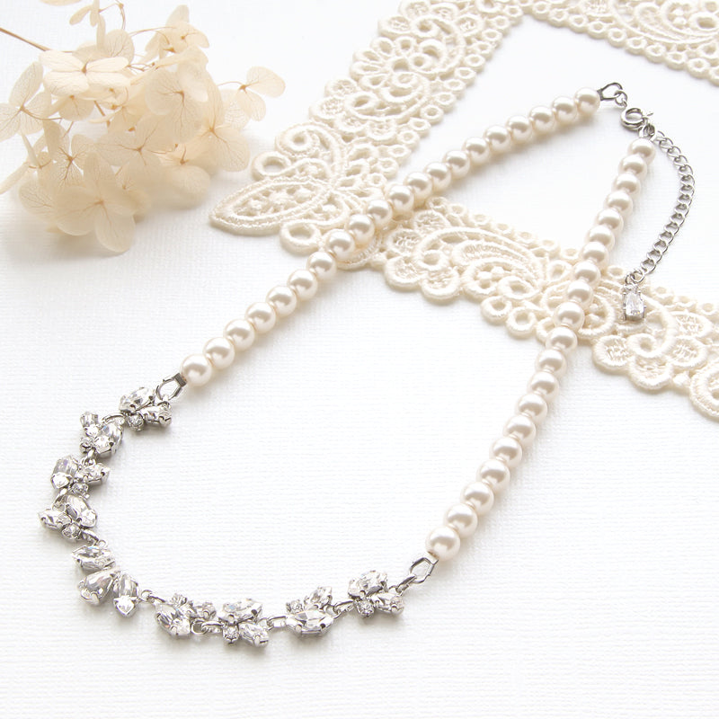 KIWA BRIDAL】KBN-1 フラワービジュー&パール ネックレス – 貴和製作所
