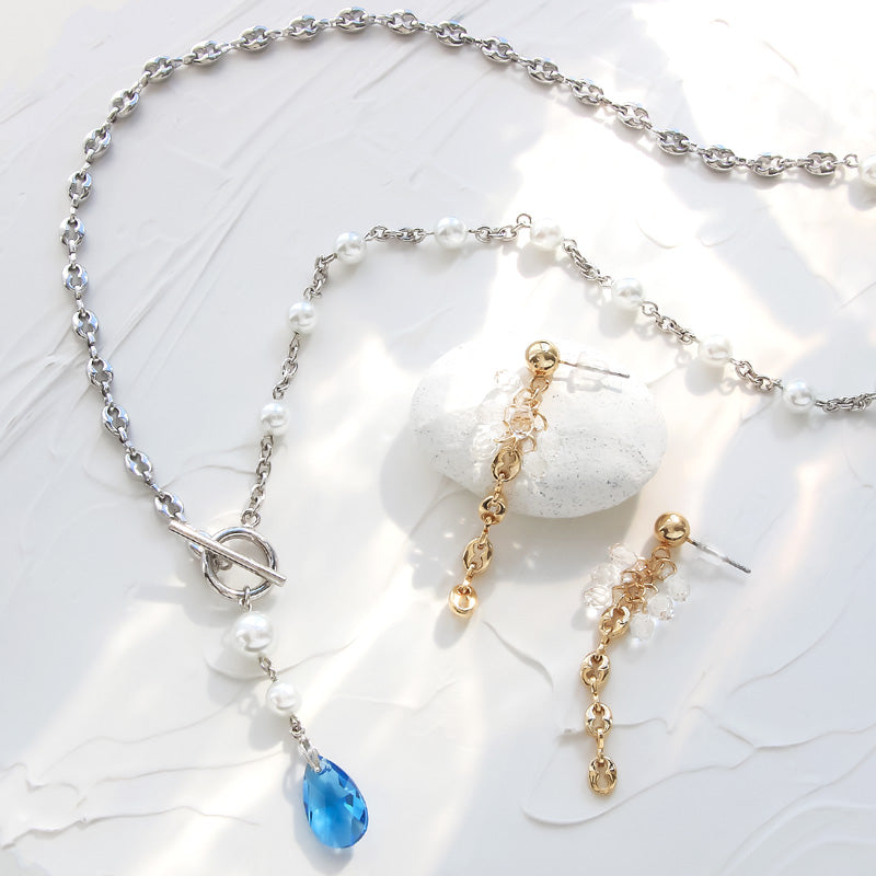 レシピNo.KR0994 貴和クリスタルドロップとデザインチェーンの