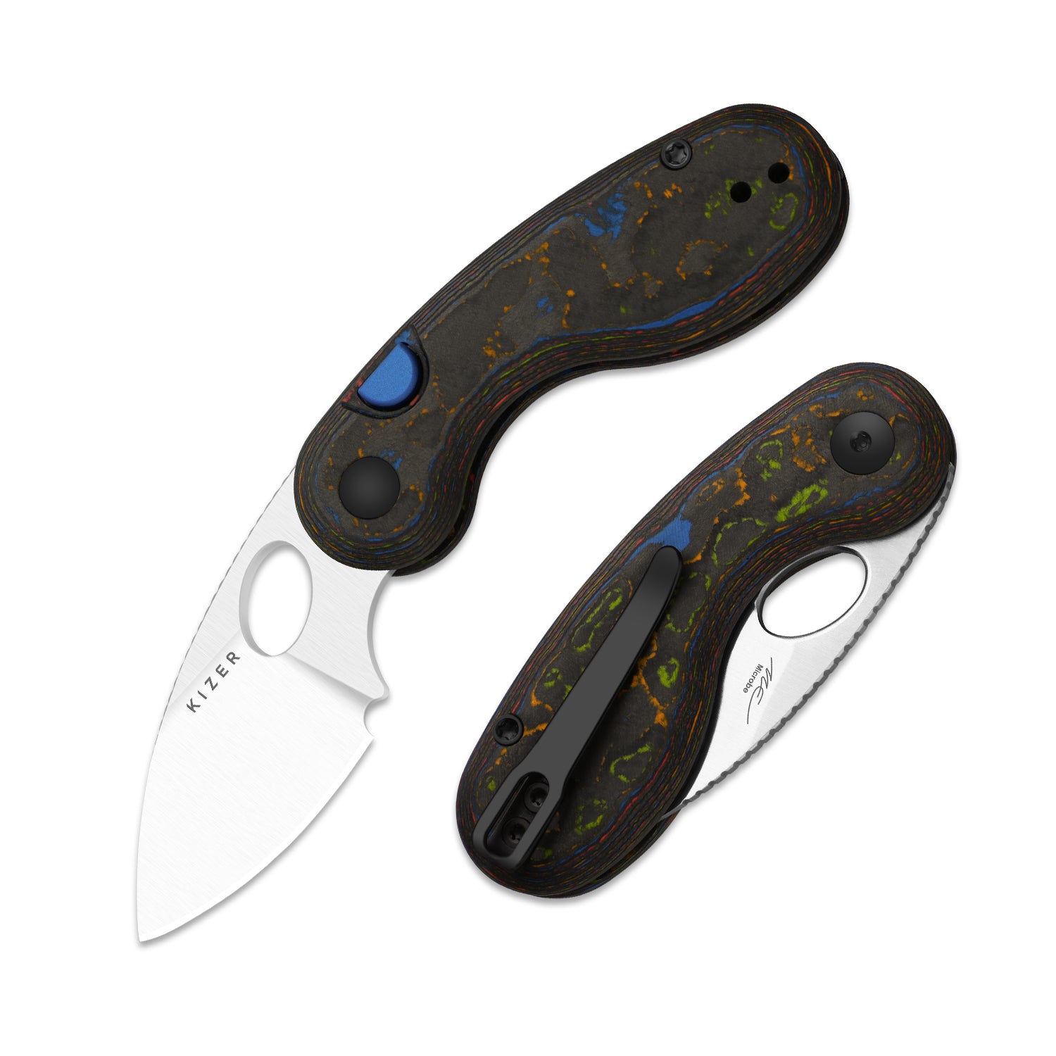 Microbe 2.19 inch M390 Camo Carbon 80's Ki2742A1-Kizer