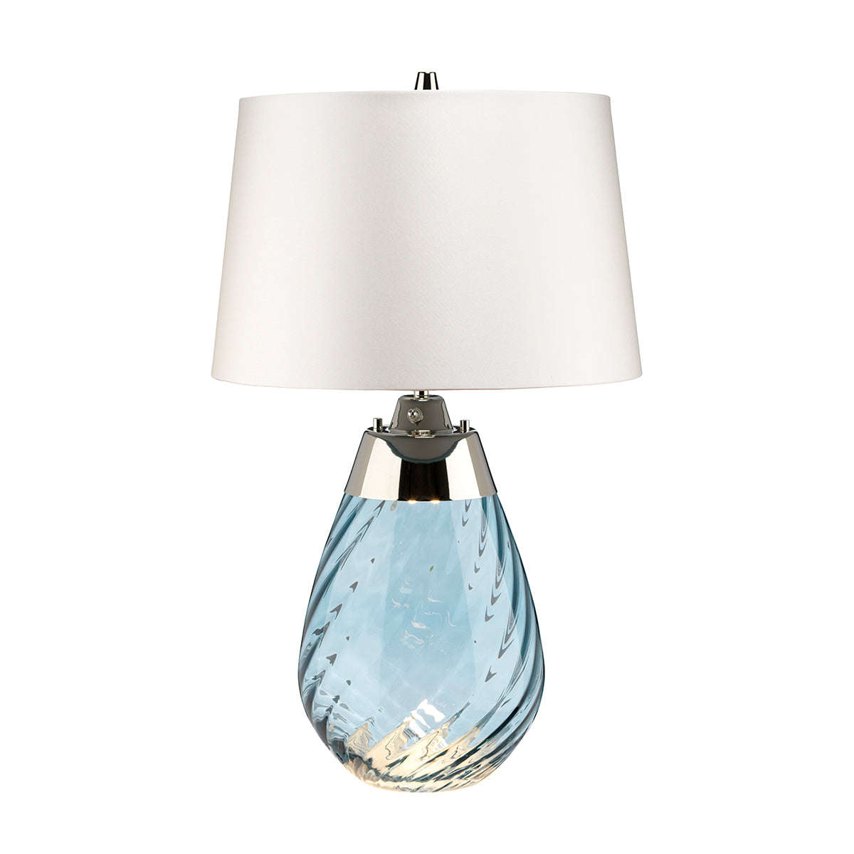 Small Lena Table Lamp in Blue with Off White Satin Shade – Lucas