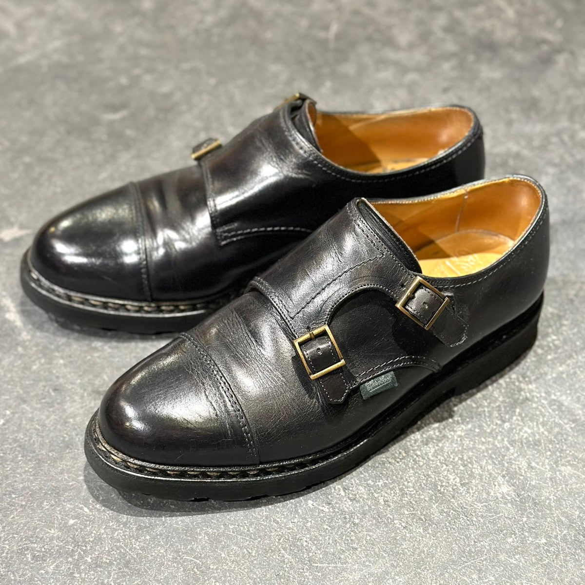 PARABOOT】パラブーツ ウィリアム ダブルモンク カーフ ブラック