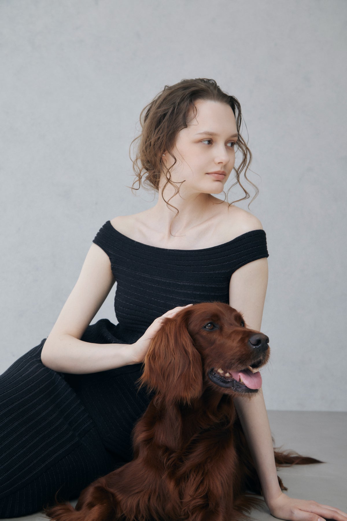 Off-shoulder Panel Rib Knit Tops – L'AUBE BLANC