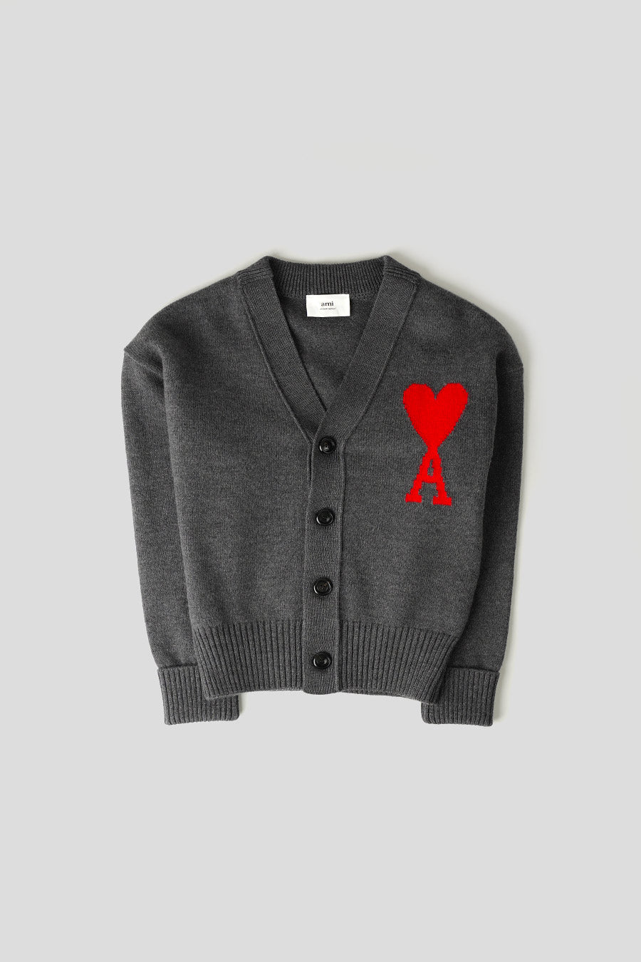 AMI PARIS - GREY AMI DE COEUR WOOL CARDIGAN – LE LABO STORE