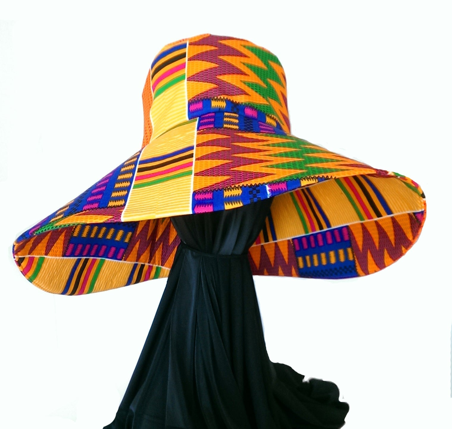 SWB2039 KENTE SUPER WIDE BRIM HAT – Lisa McFadden Millinery