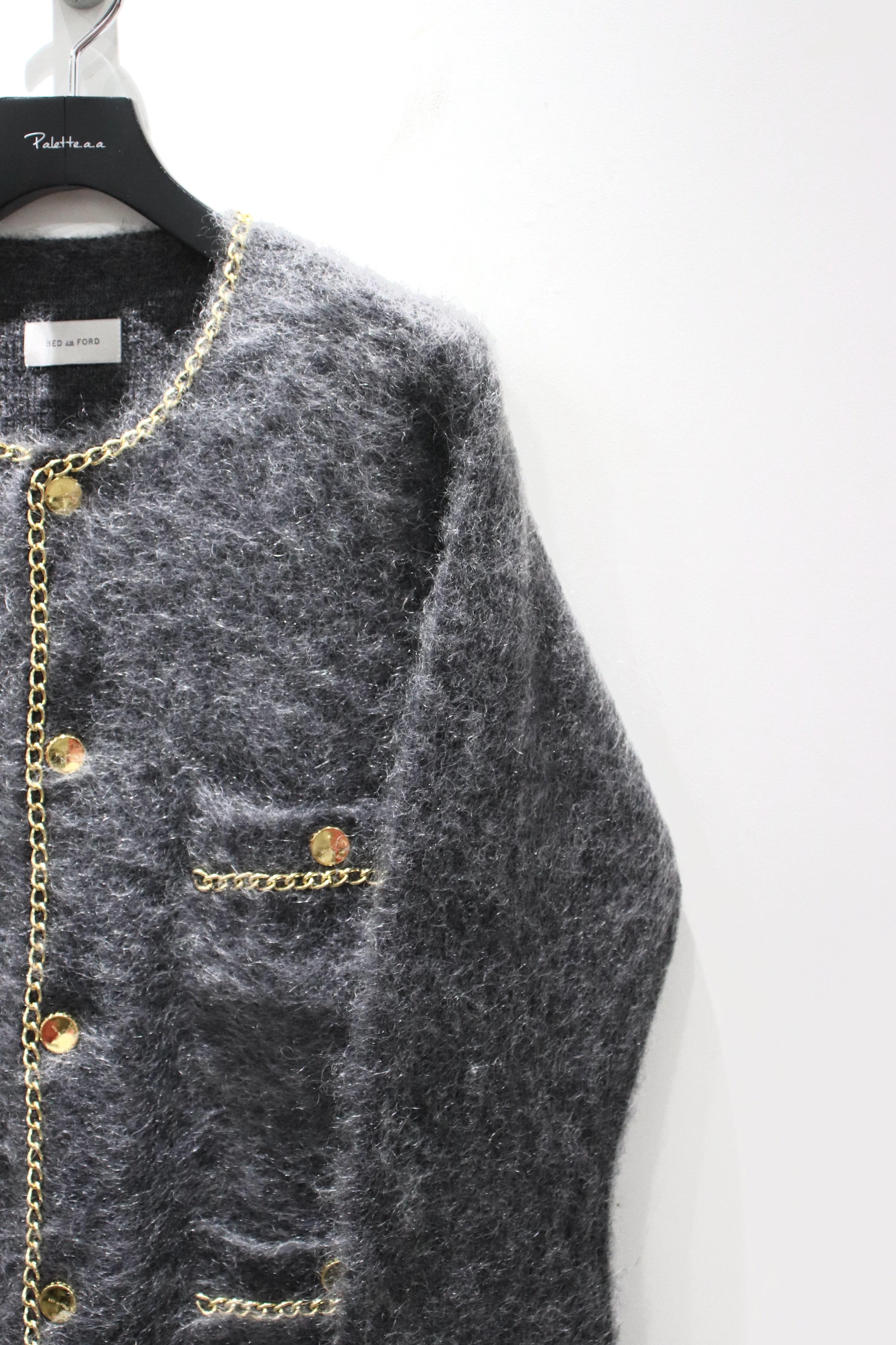 BED J.W. FORD(ベッドフォード)のChain Mohair Cardigan CHARCOALの