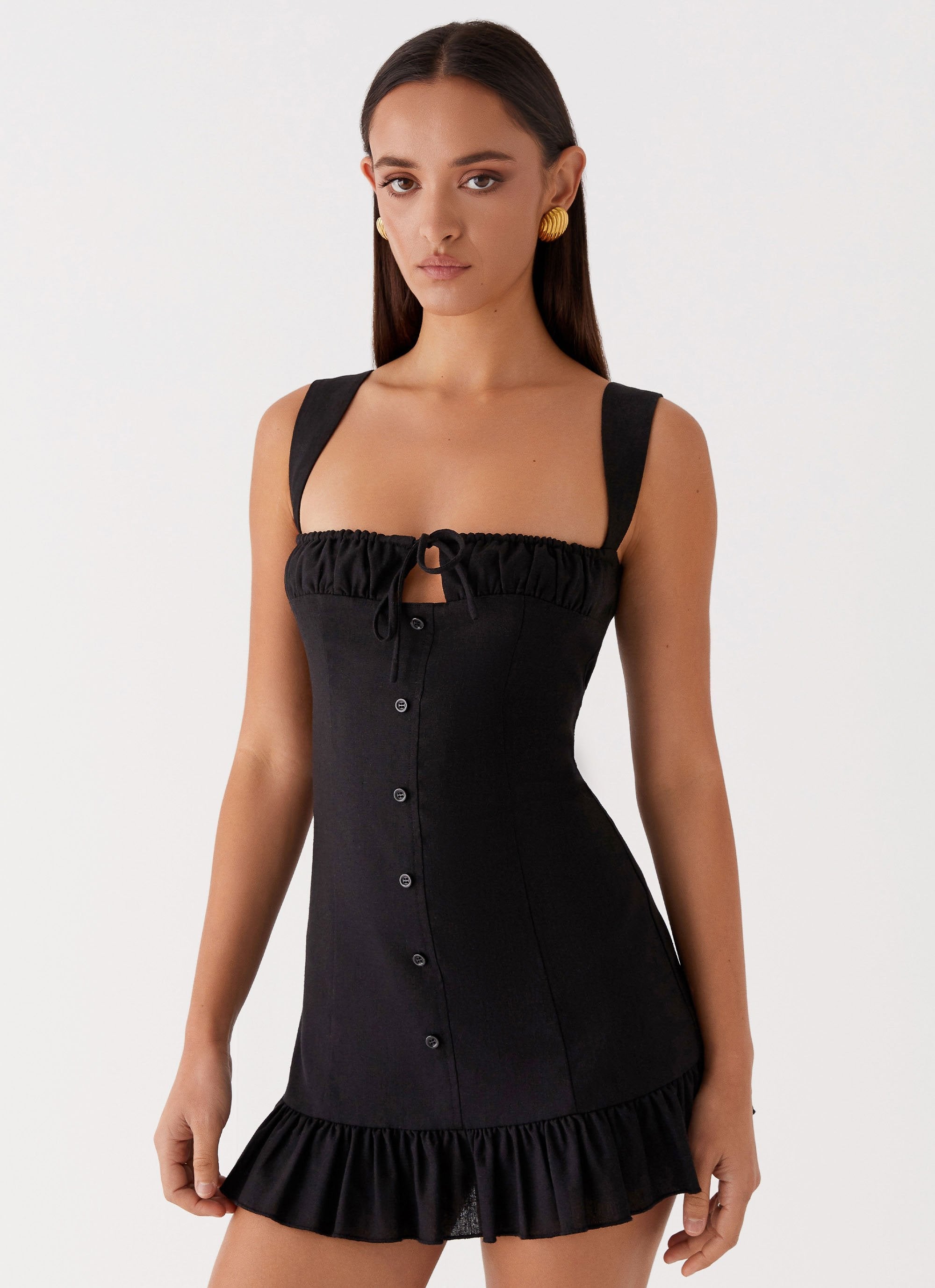 Kamielle Frill Mini Dress - Black – Peppermayo Canada