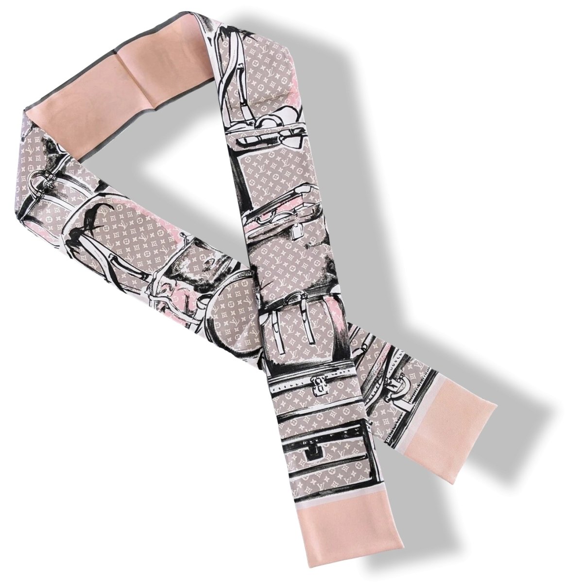 Louis Vuitton Limited Edt Rose TRUNKS Bandeau Twilly Silk Scarf