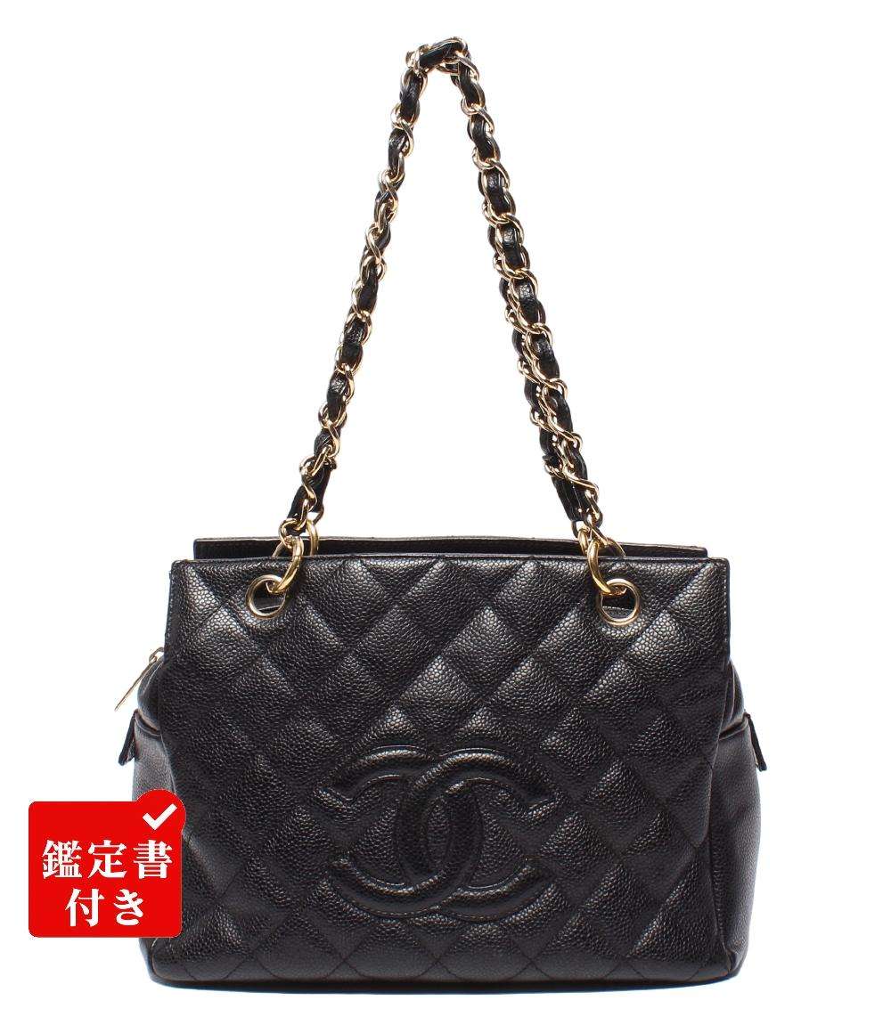 CHANEL チェーントートバッグ 肩掛け ゴールド金具 キャビアスキン