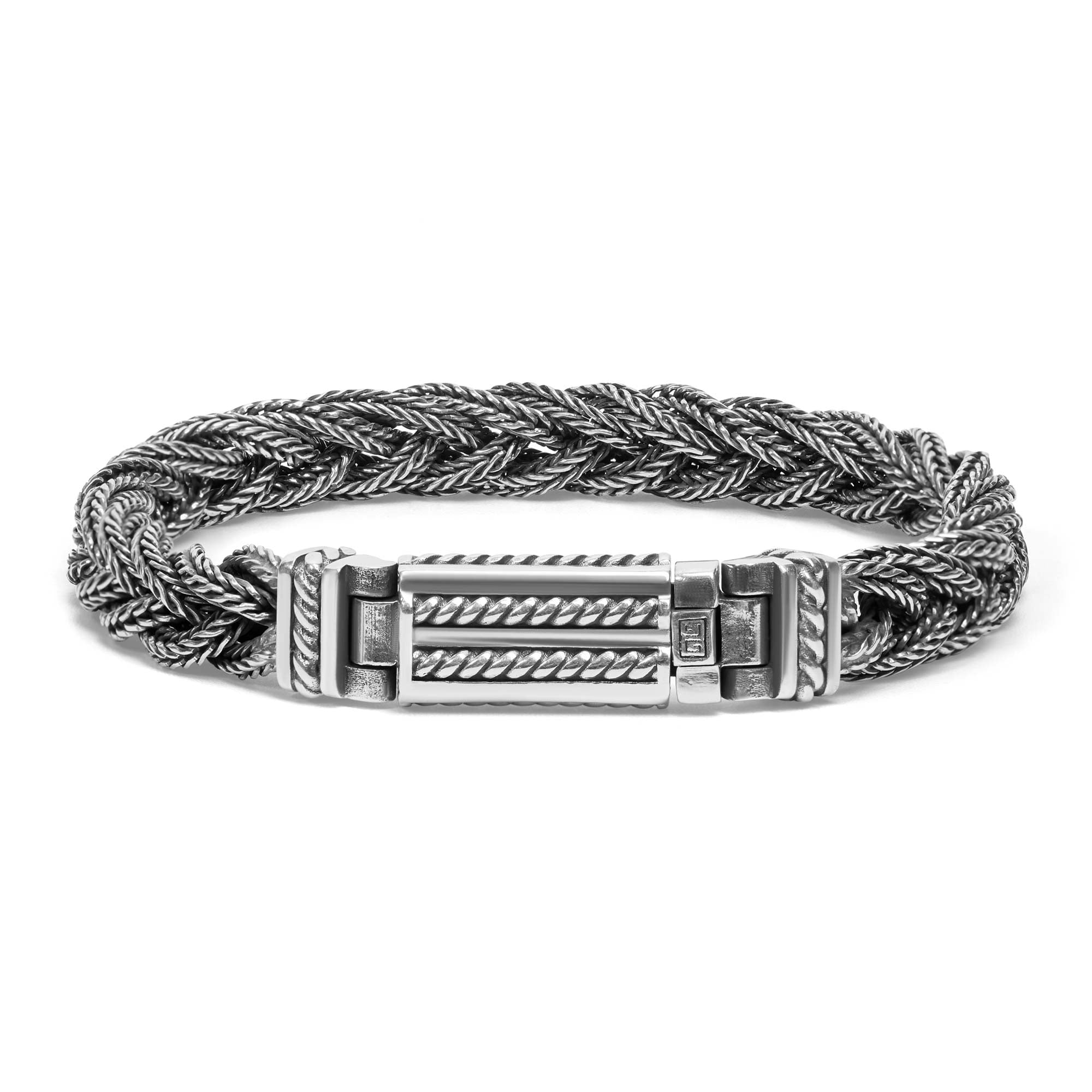 S925 Silver Fox Tail Hand Woven Bracelet For Men - Parma