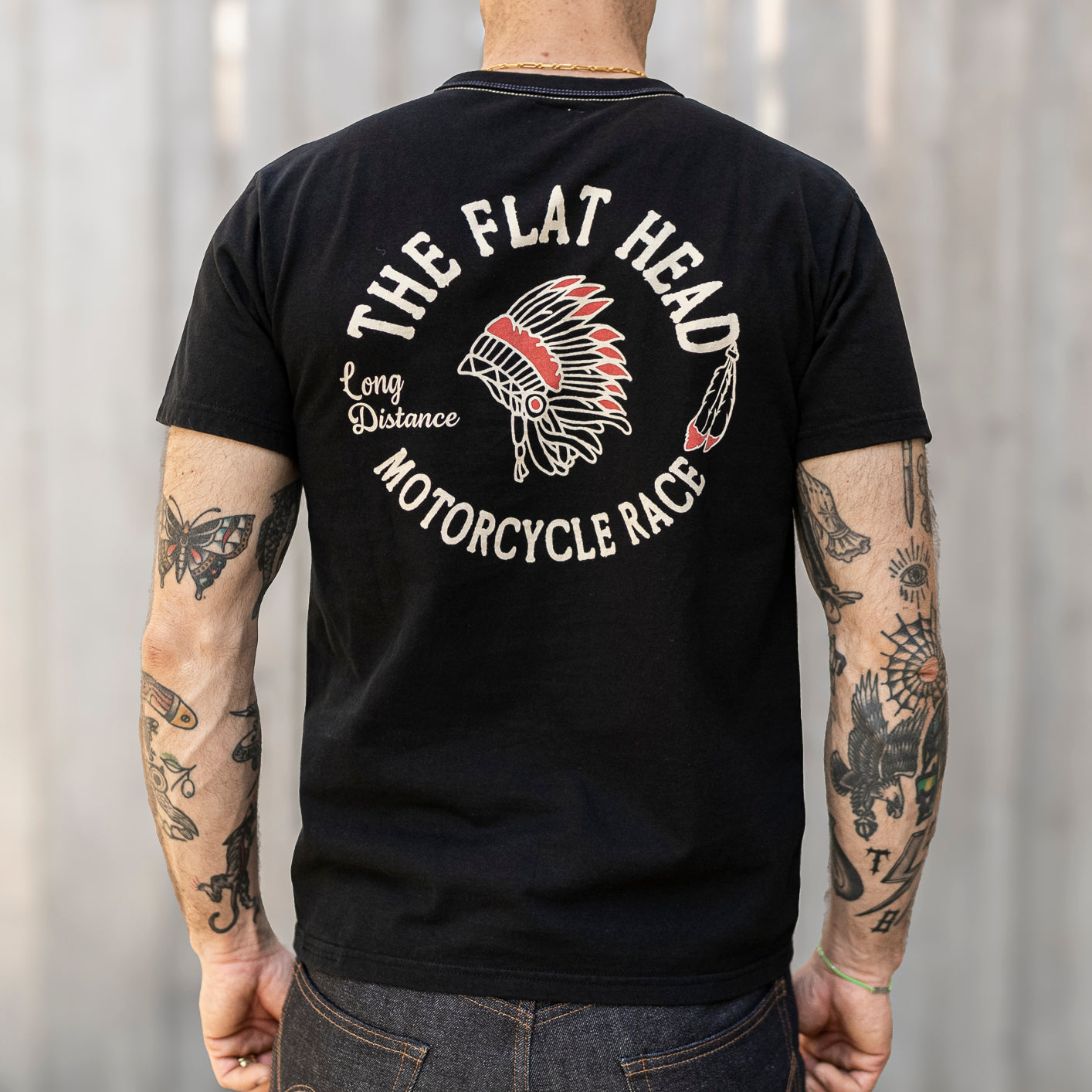 The Flat Head 'War Bonnet' Loopwheeled T-Shirt – Black
