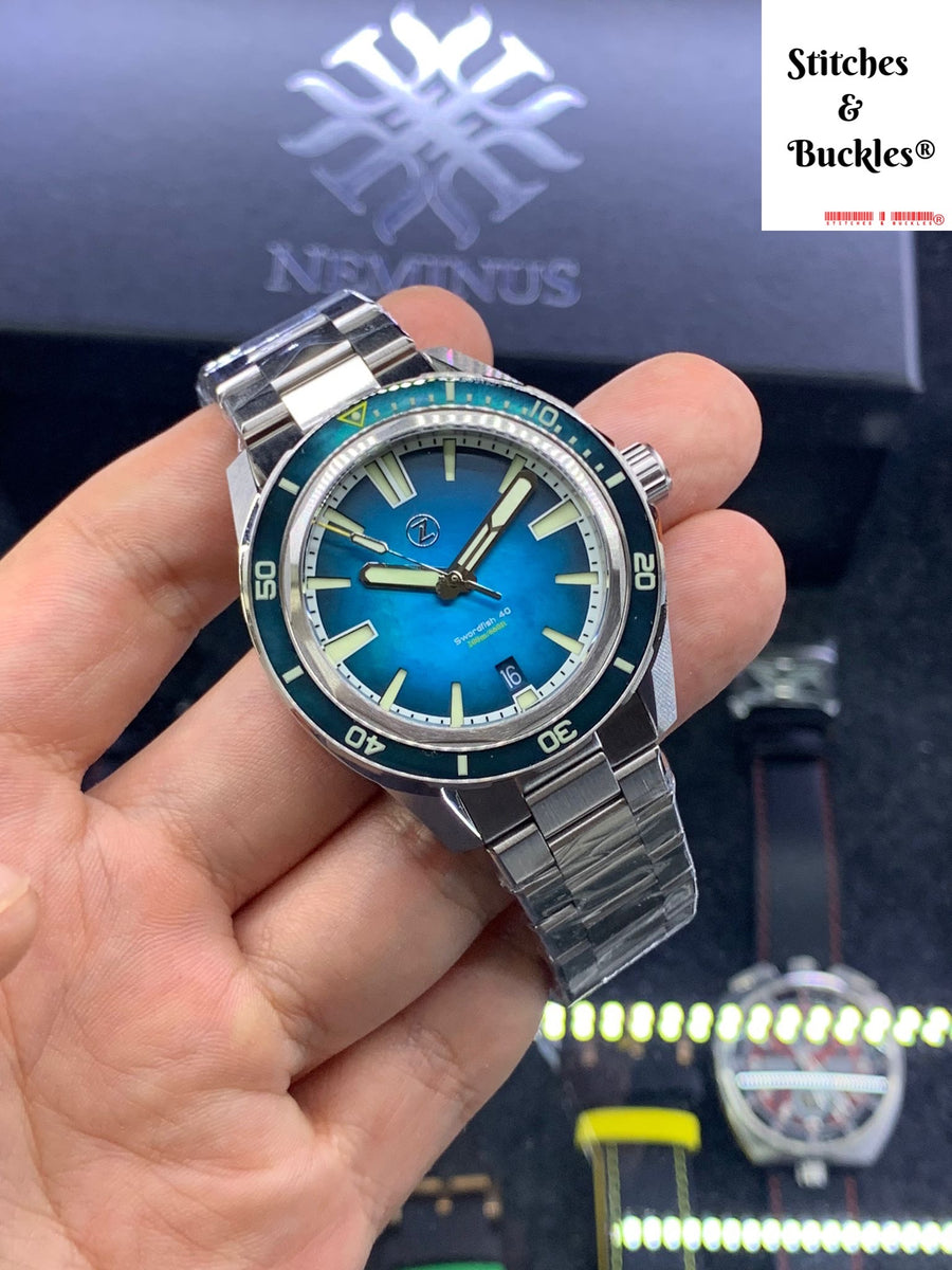 Zelos SWORDFISH 40MM SS TEAL MOP – Stitches and Buckles