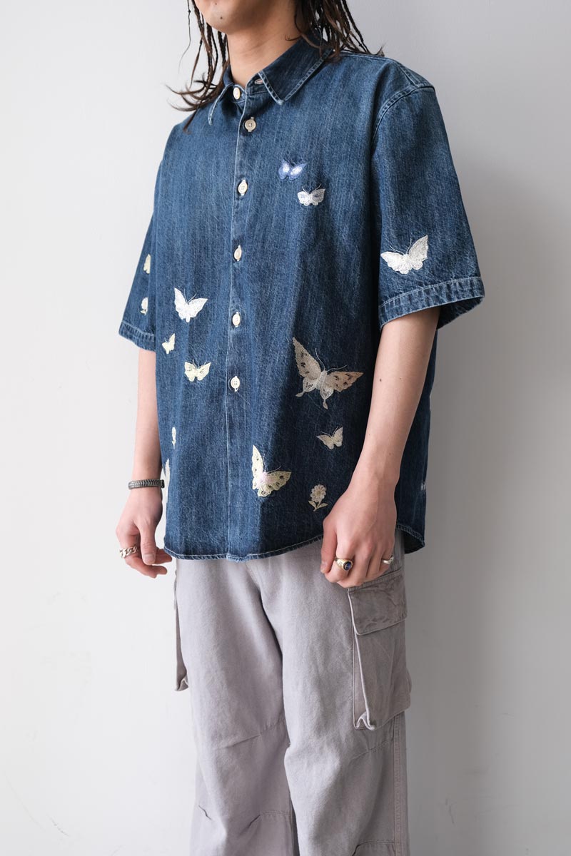 OUR LEGACY | BEYOND SHIRT SHORTSLEEVE / WESTEM BLUE BUTTERFLY 刺繍