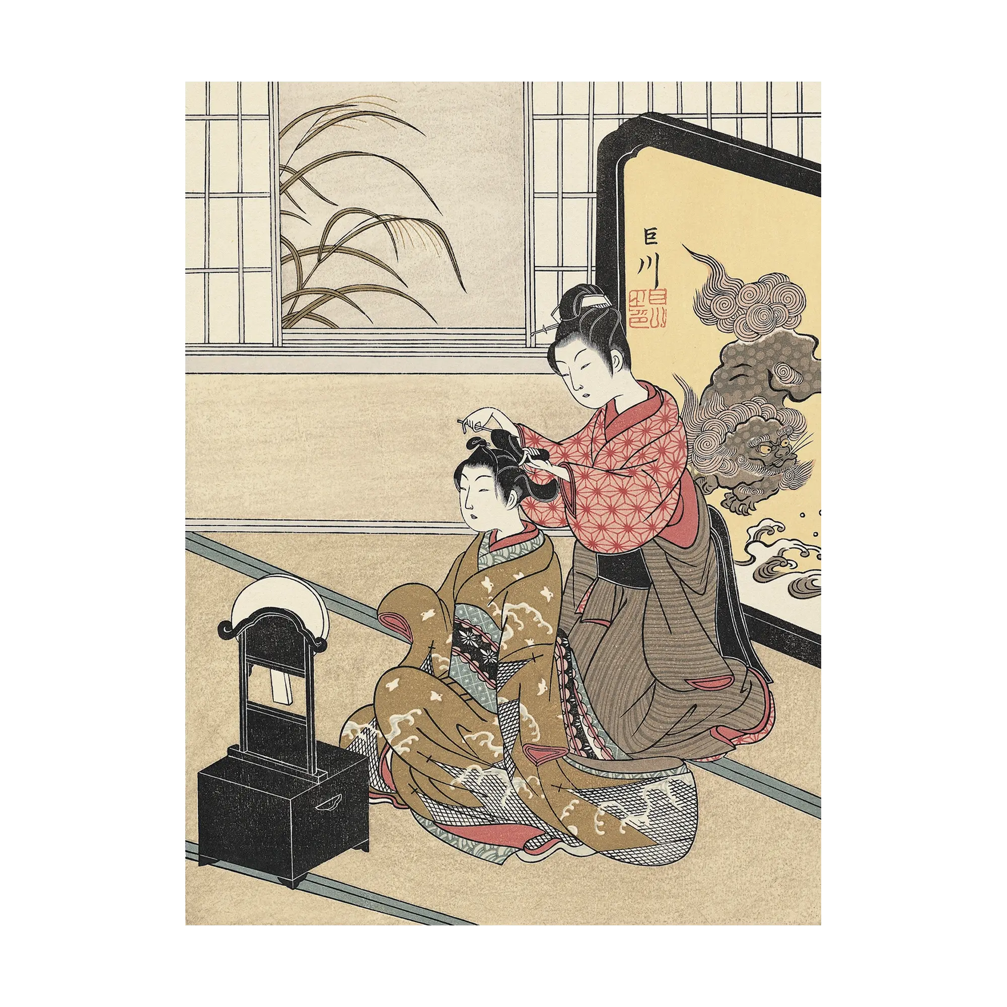 Suzuki Harunobu（鈴木春信） 鈴木春信「座敷八景 鏡台の秋月