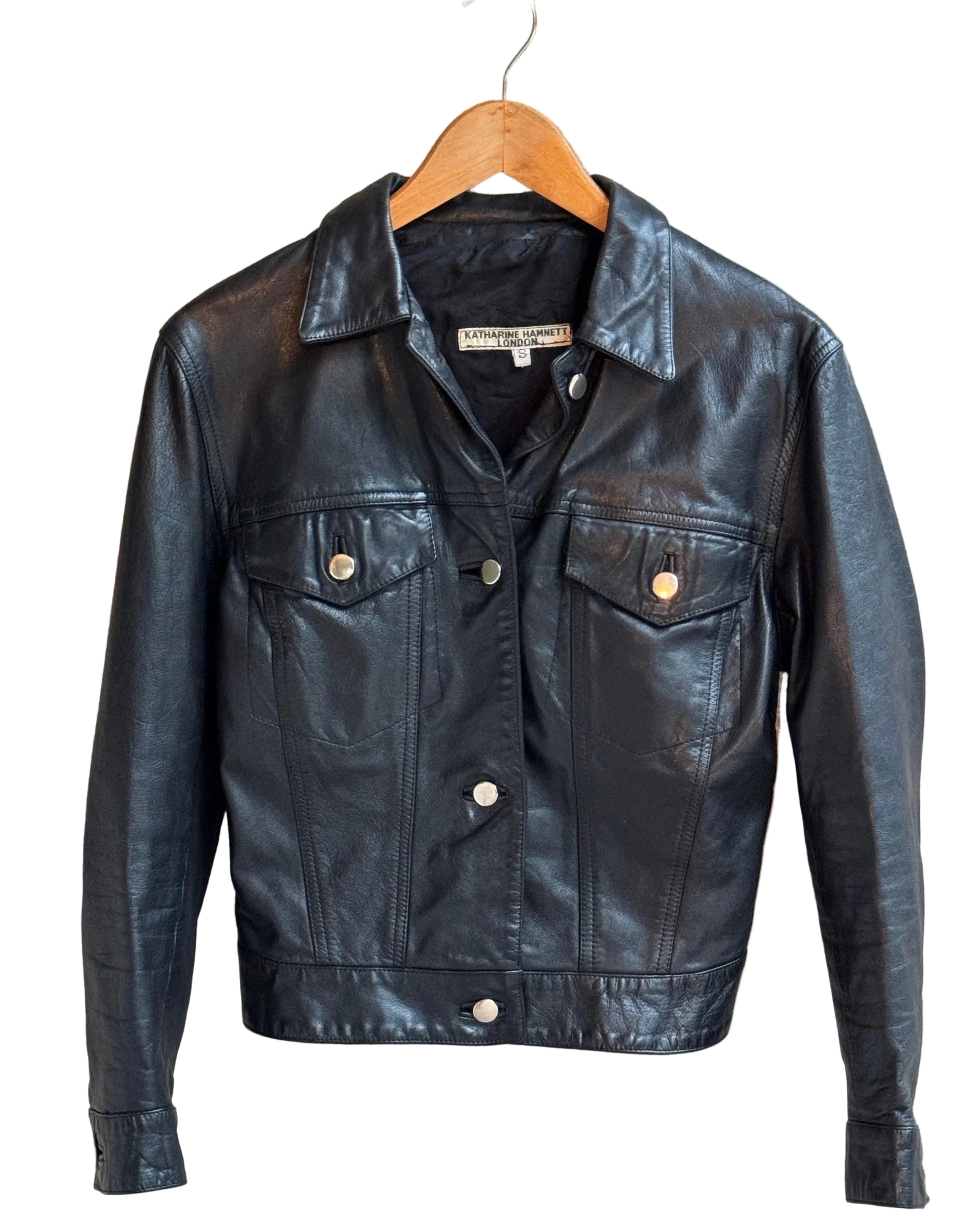 1980s Katharine Hamnett Black Leather Jacket – UK Vintage