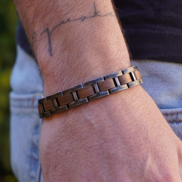 Distressed Stainless Steel Men's Link Bracelet | Samos Jewelry