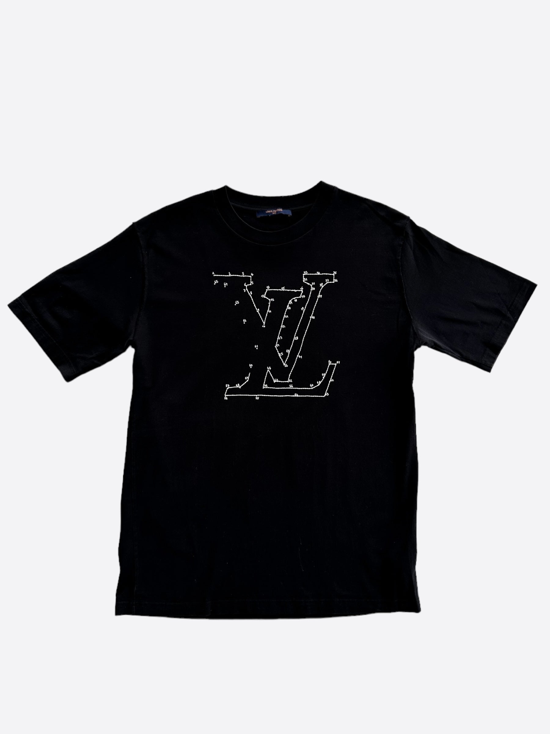 Louis Vuitton Black & White LV Stitch Logo T-Shirt – Savonches