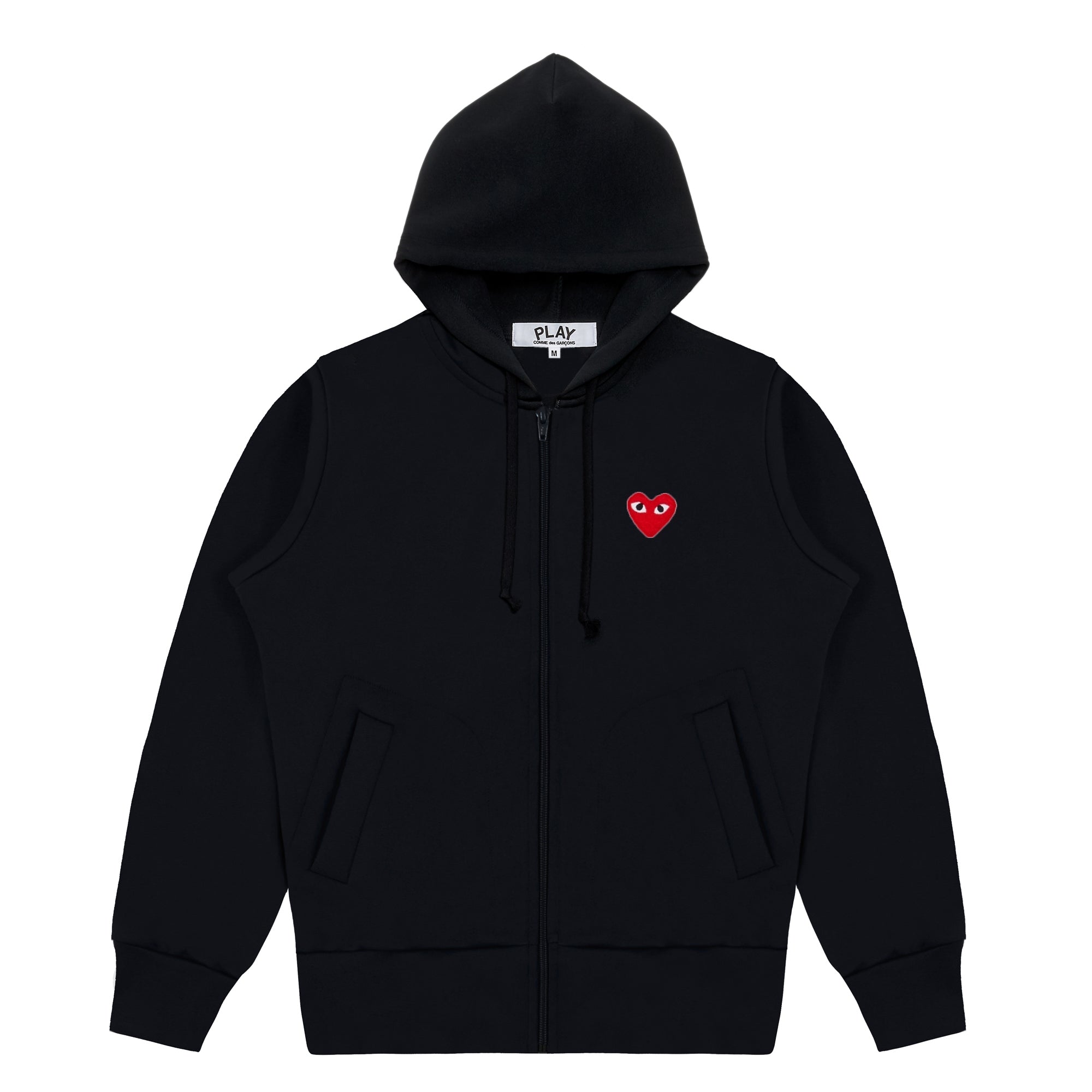 PLAY COMME des GARÇONS: Zip-Up Hoodie With Red Emblem (Black