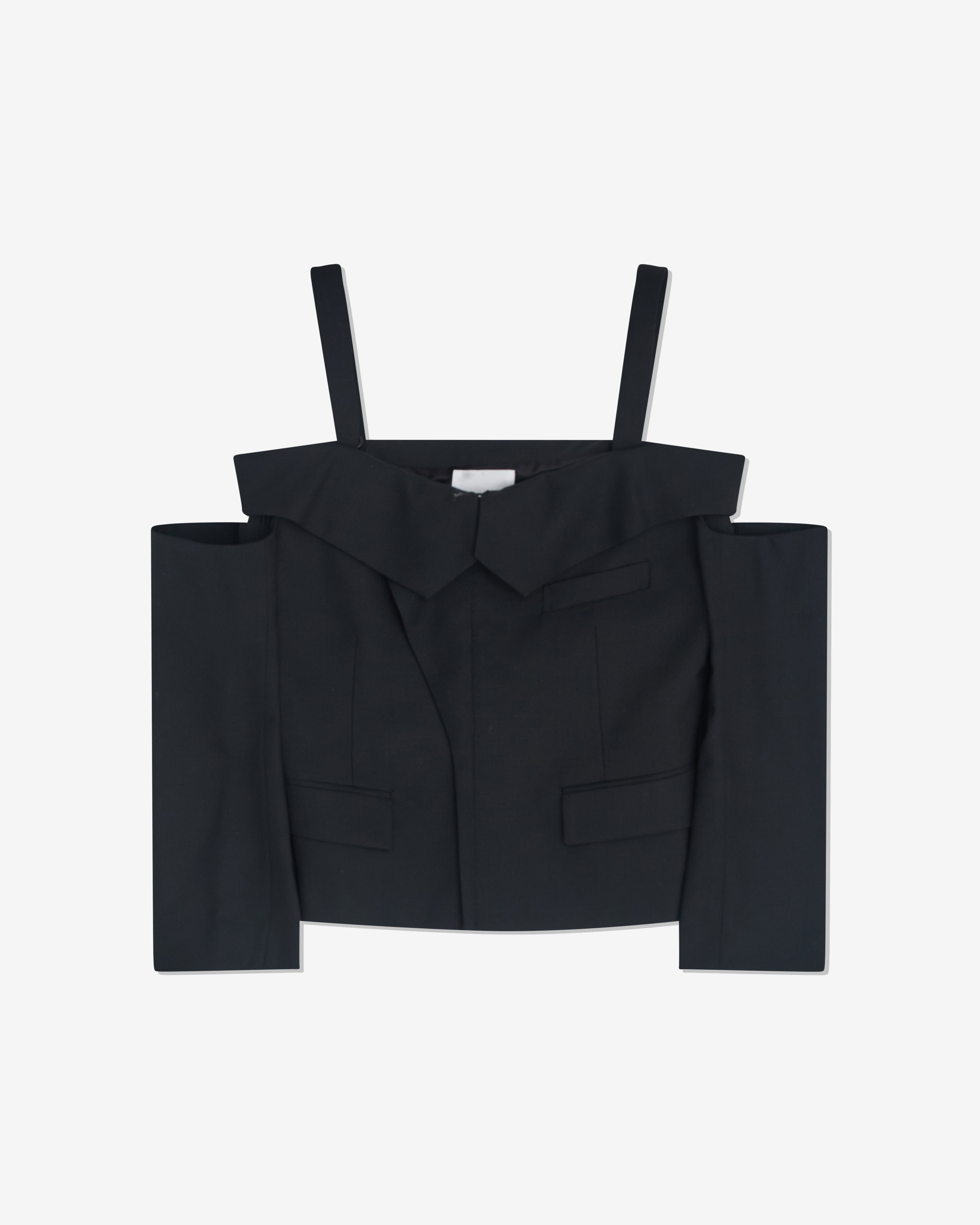 Noir Kei Ninomiya: Women's Off Shoulder Cropped Jacket (Black