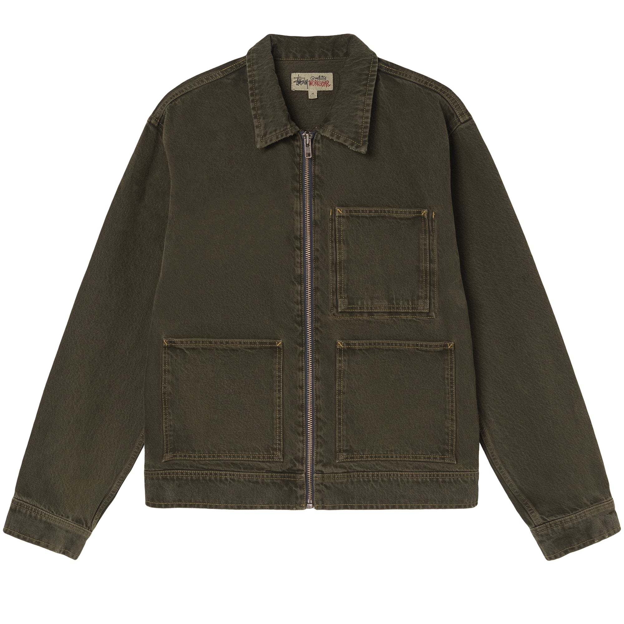 Stüssy: Denim Zip Work Jacket (Olive) | DSMNY E-SHOP