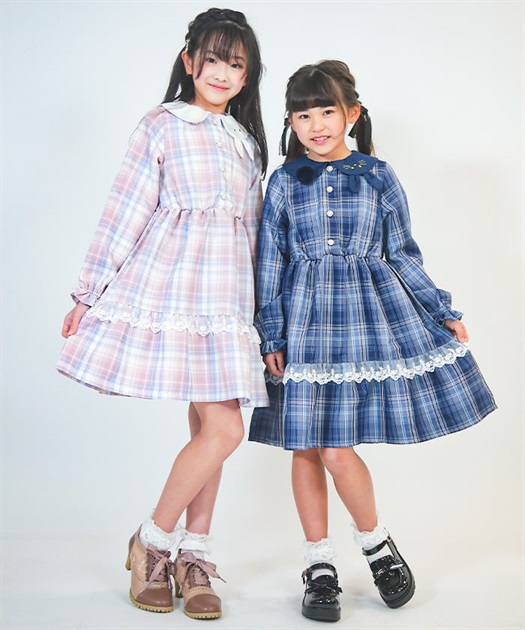 うさぎ襟チェック柄ワンピース | kids | axes femme online shop