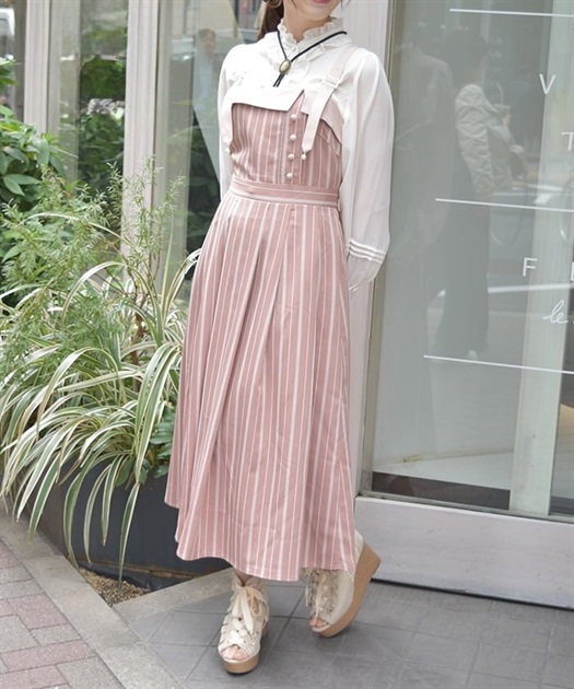 蝶刺繍リボンストライプジャンスカ | axes femme online shop