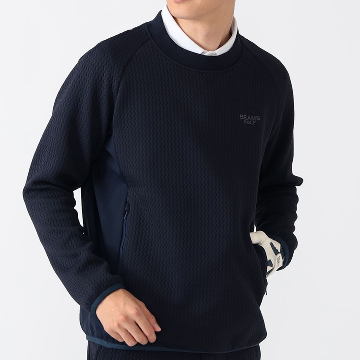 PURPLE LABEL ストレッチ ウェーブキルト プルオーバー(中間着