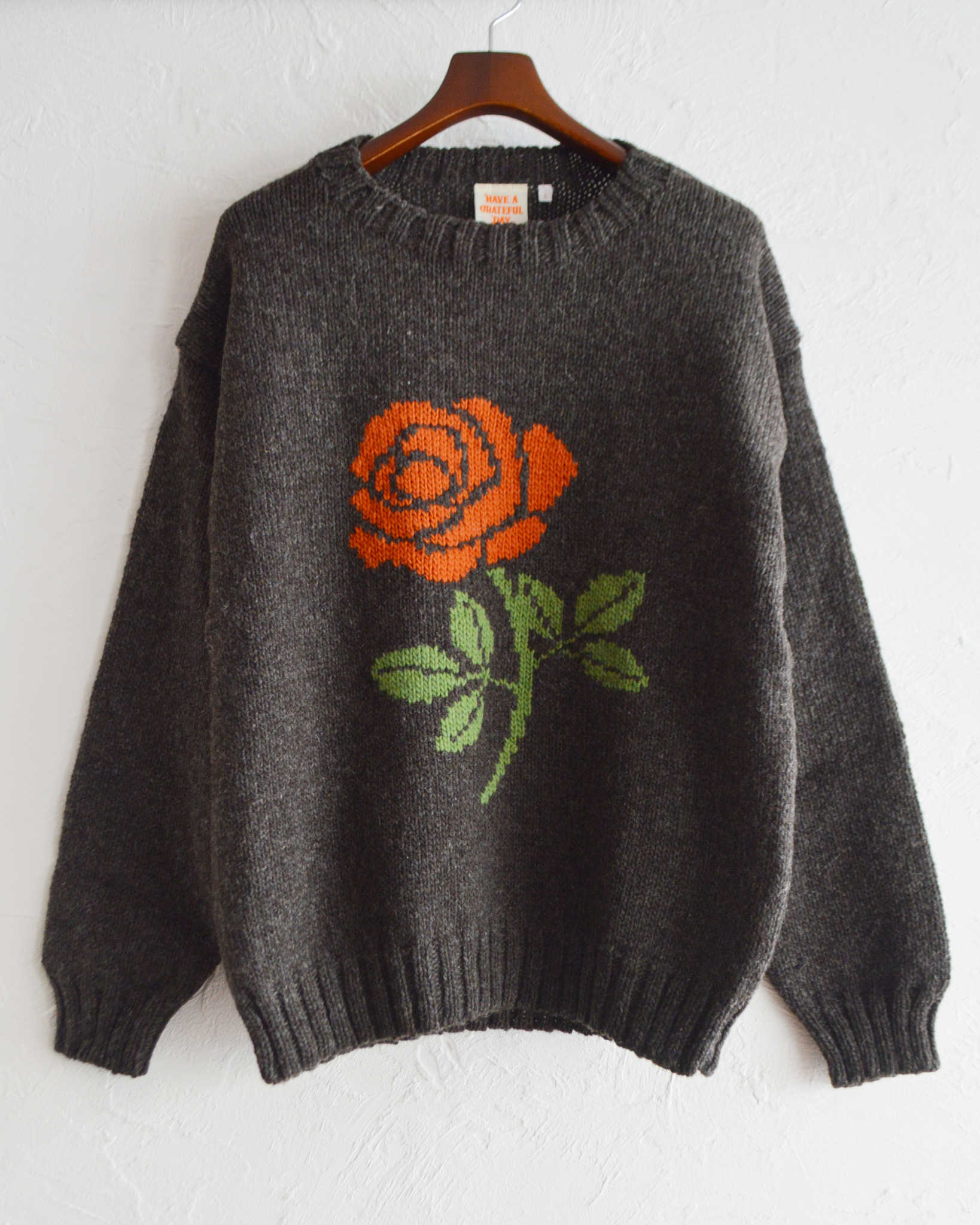 HAVE A GRATEFUL DAY ハブアグレイトフルデイ / ROSE KNIT CREW ローズ