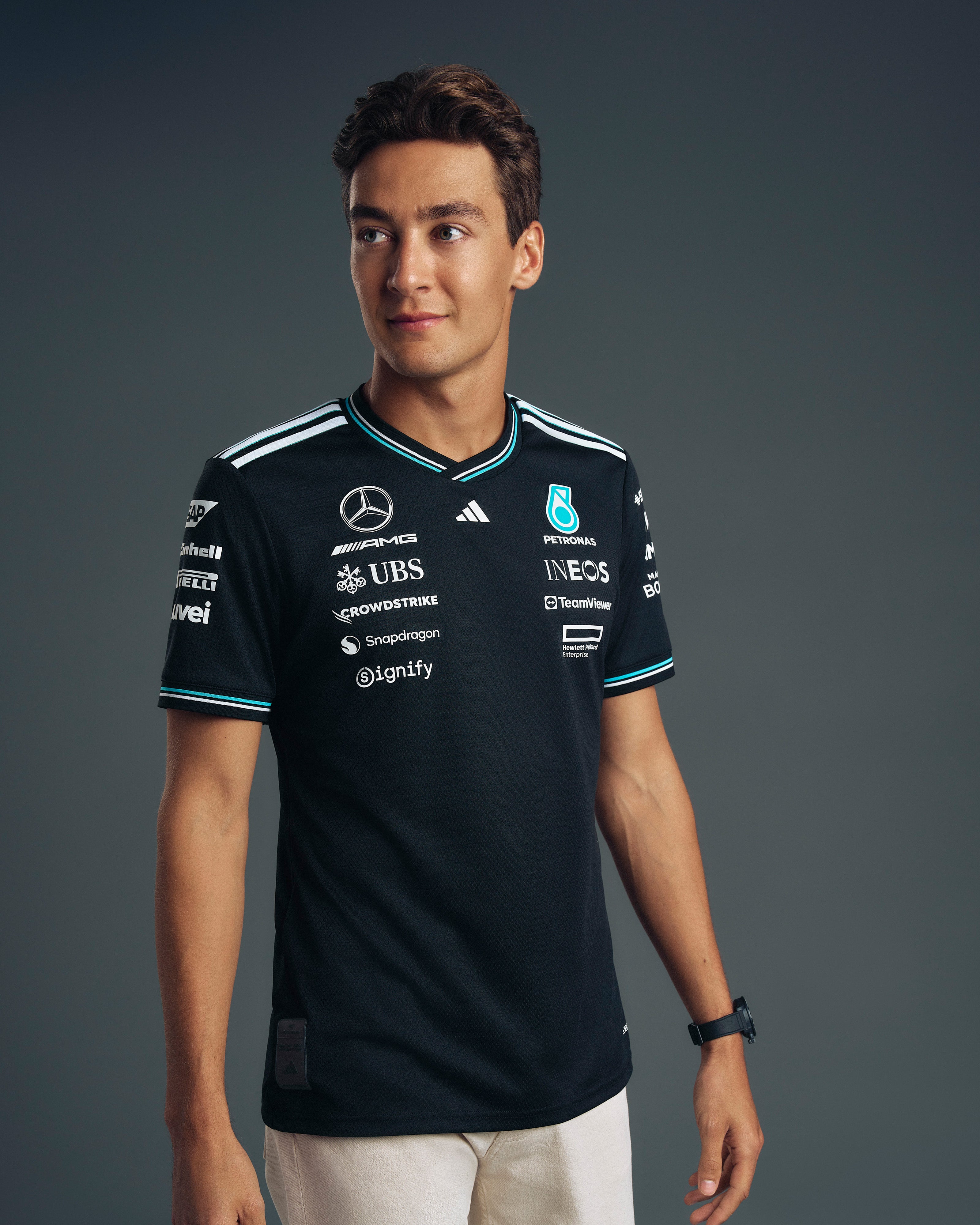 Mens 2025 Authentic Driver Tee Black | Official Mercedes-AMG