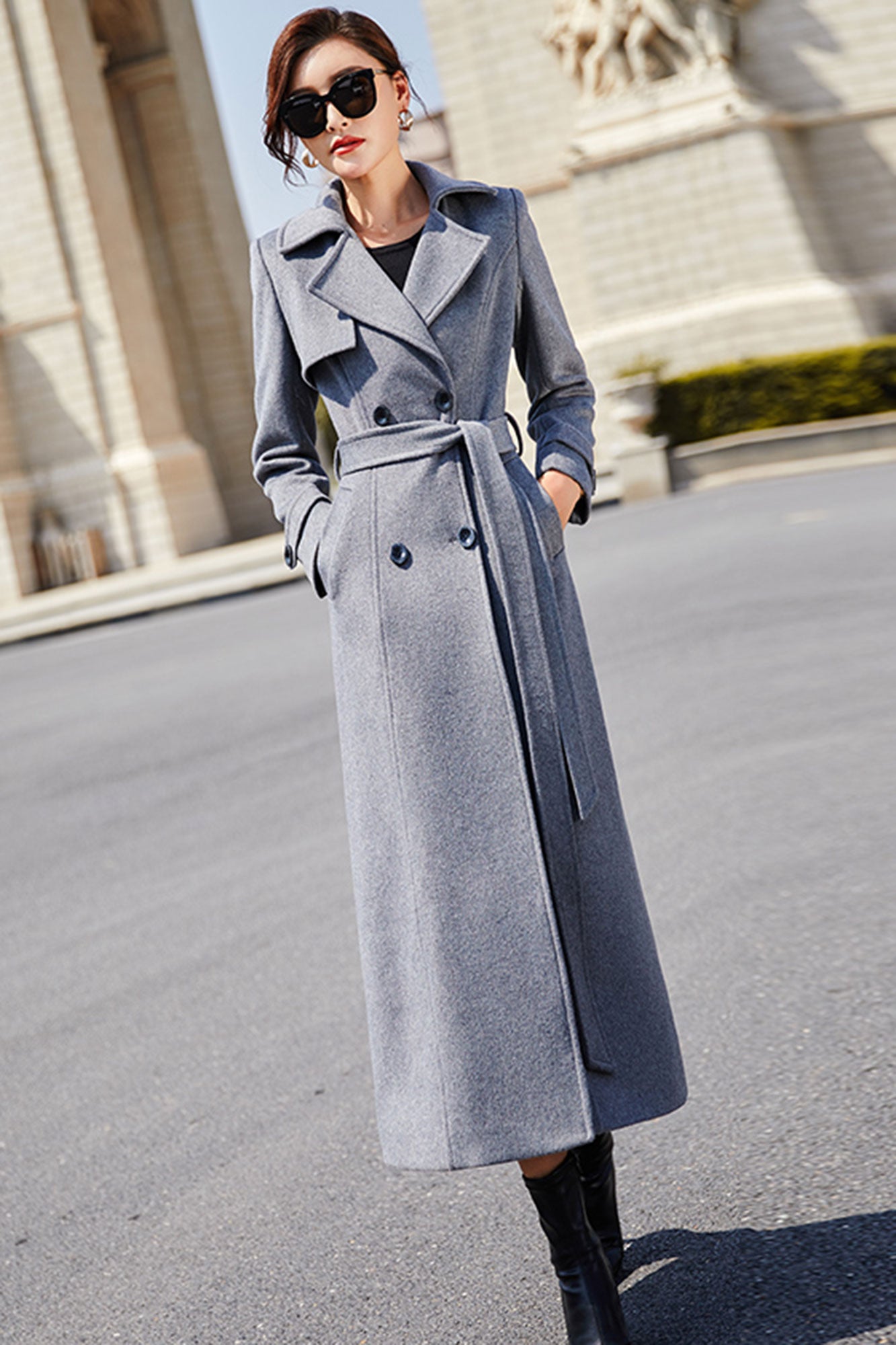 Winter Gray long wool coat 3195 – Xiaolizi