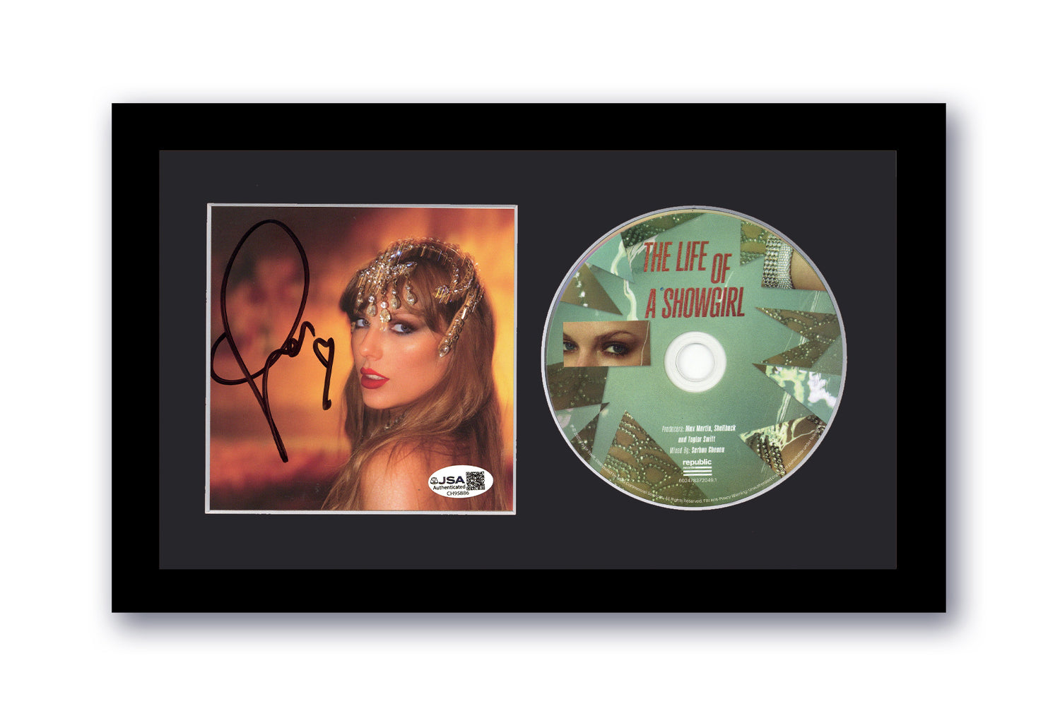 Taylor Swift Signed Life of a Showgirl CD 7x12 Framed Autographed