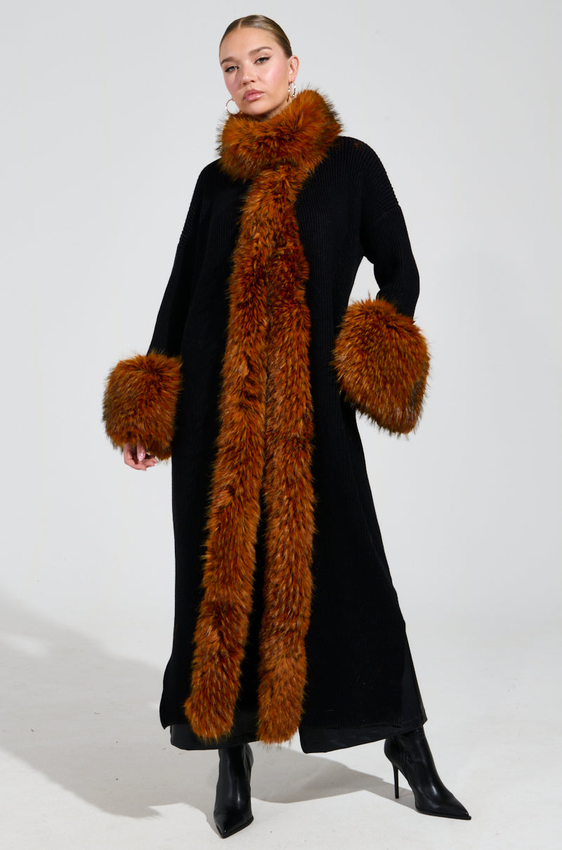 SNOWY NIGHT LONG CARDIGAN IN BLACK – AKIRA