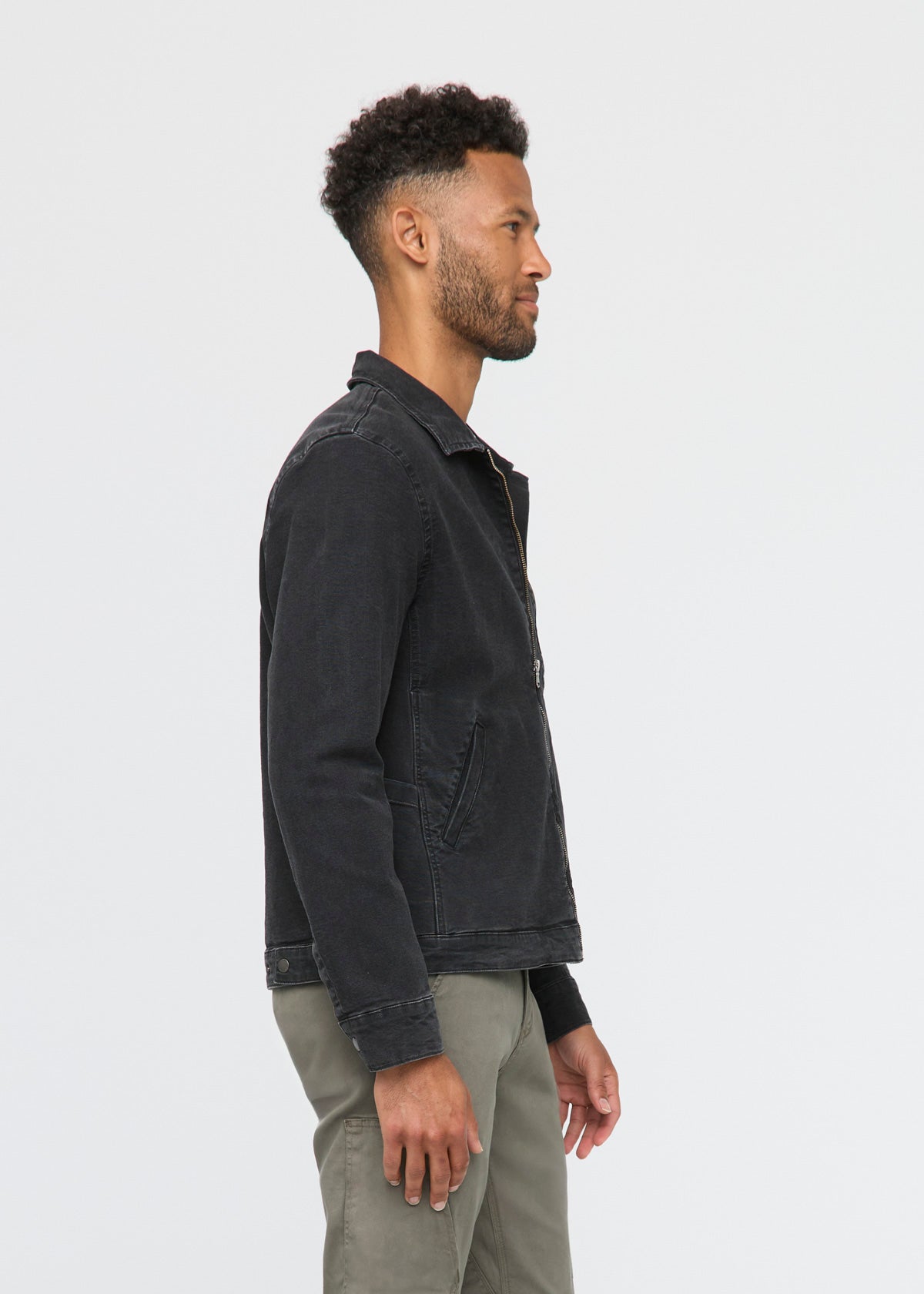 Men's Black Stretch Canvas Utility Jacket