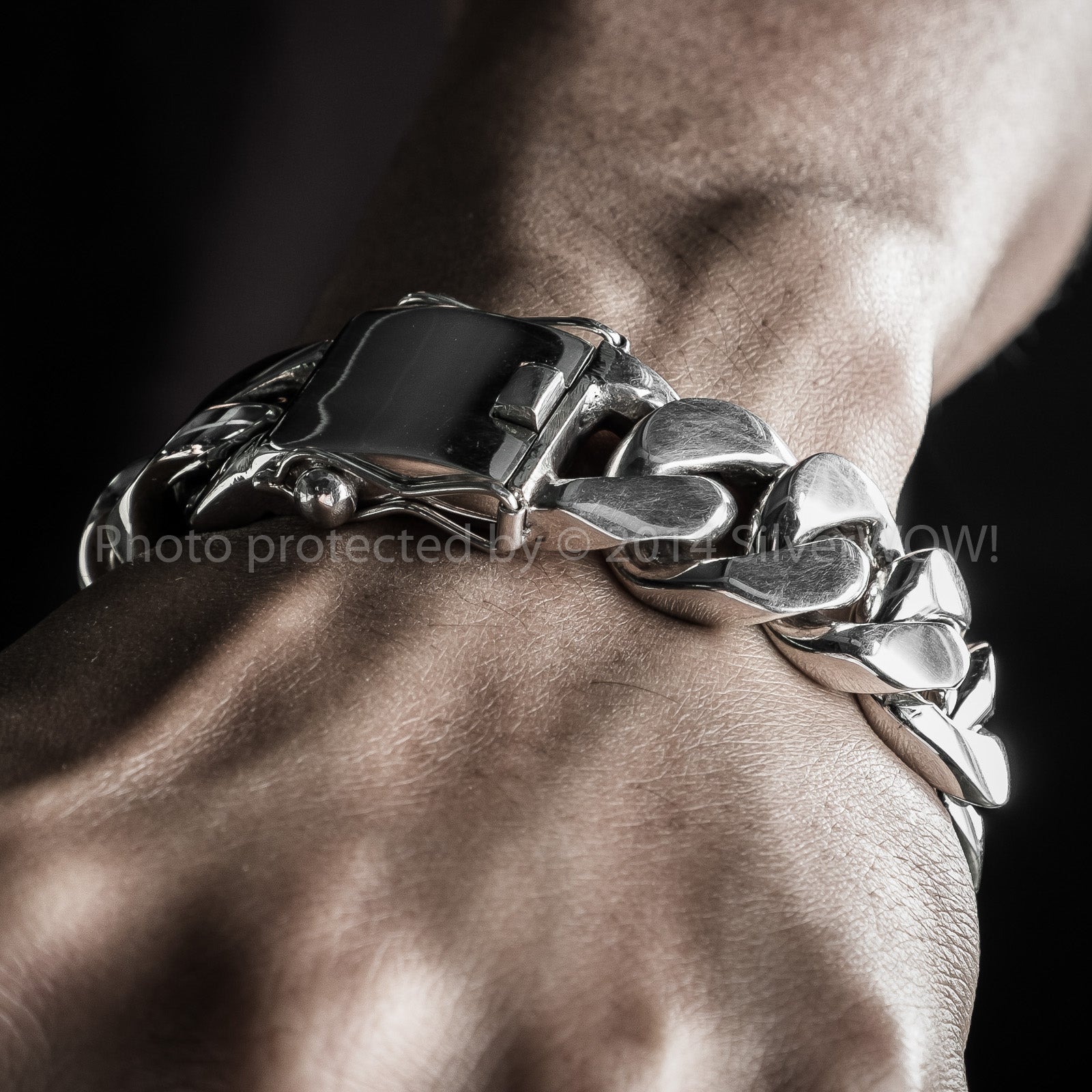 20mm Heavy Curb Silver Bracelet – SilverWow™