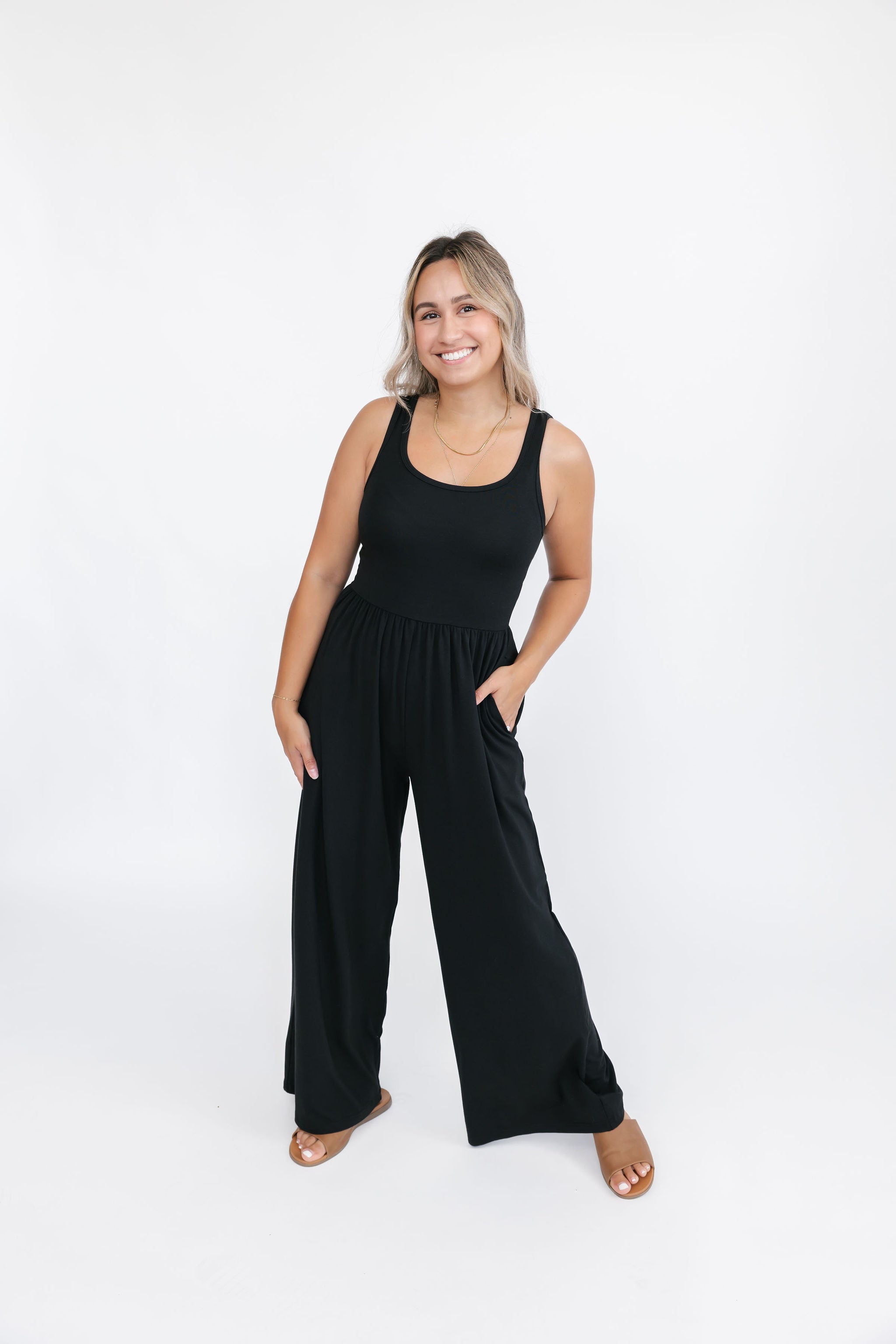 Camille Wide Leg Romper in Midnight Black – Smash + Tess