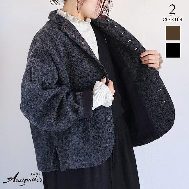 iCHi Antiquites(イチアンティークス) Wool Herringbone Jacket ウール