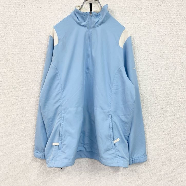 NIKE ナイキ ハーフジップナイロンジャケット 水色 ライトブルー L