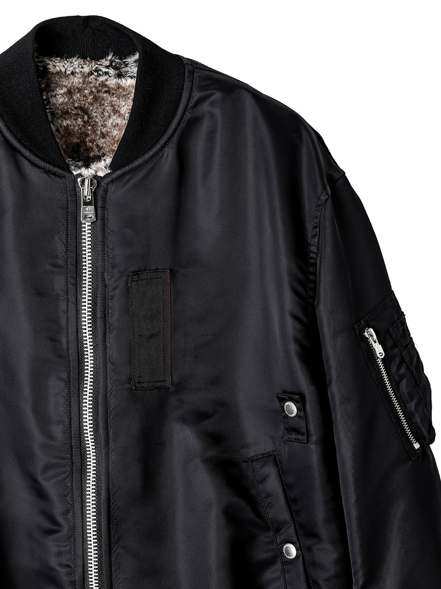 sj.0034AW25-black x gray フォーファーライニングフライトジャケット