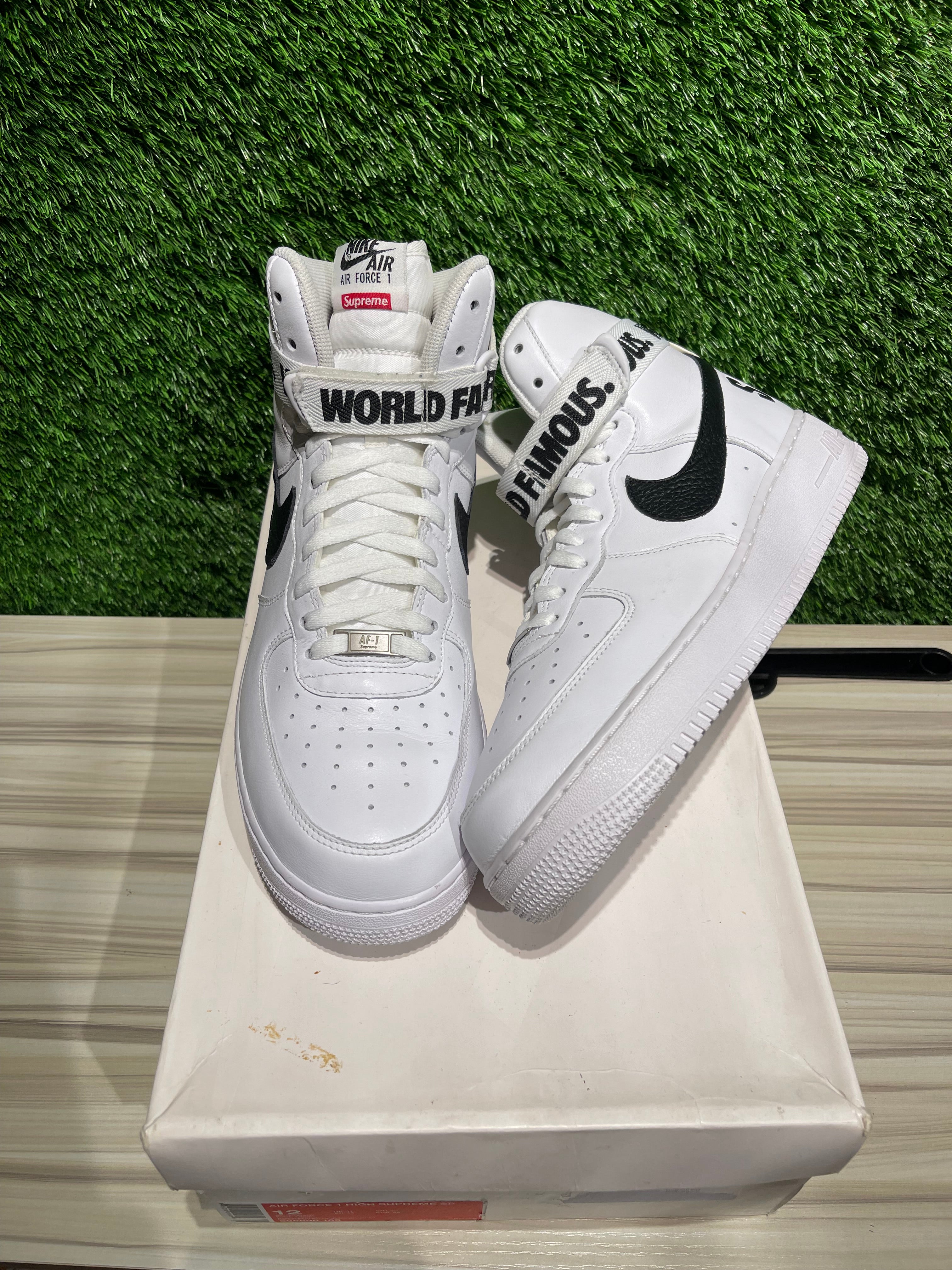 Nike Air Force 1 High Supreme World Famous White Sz 12M – Sneak City