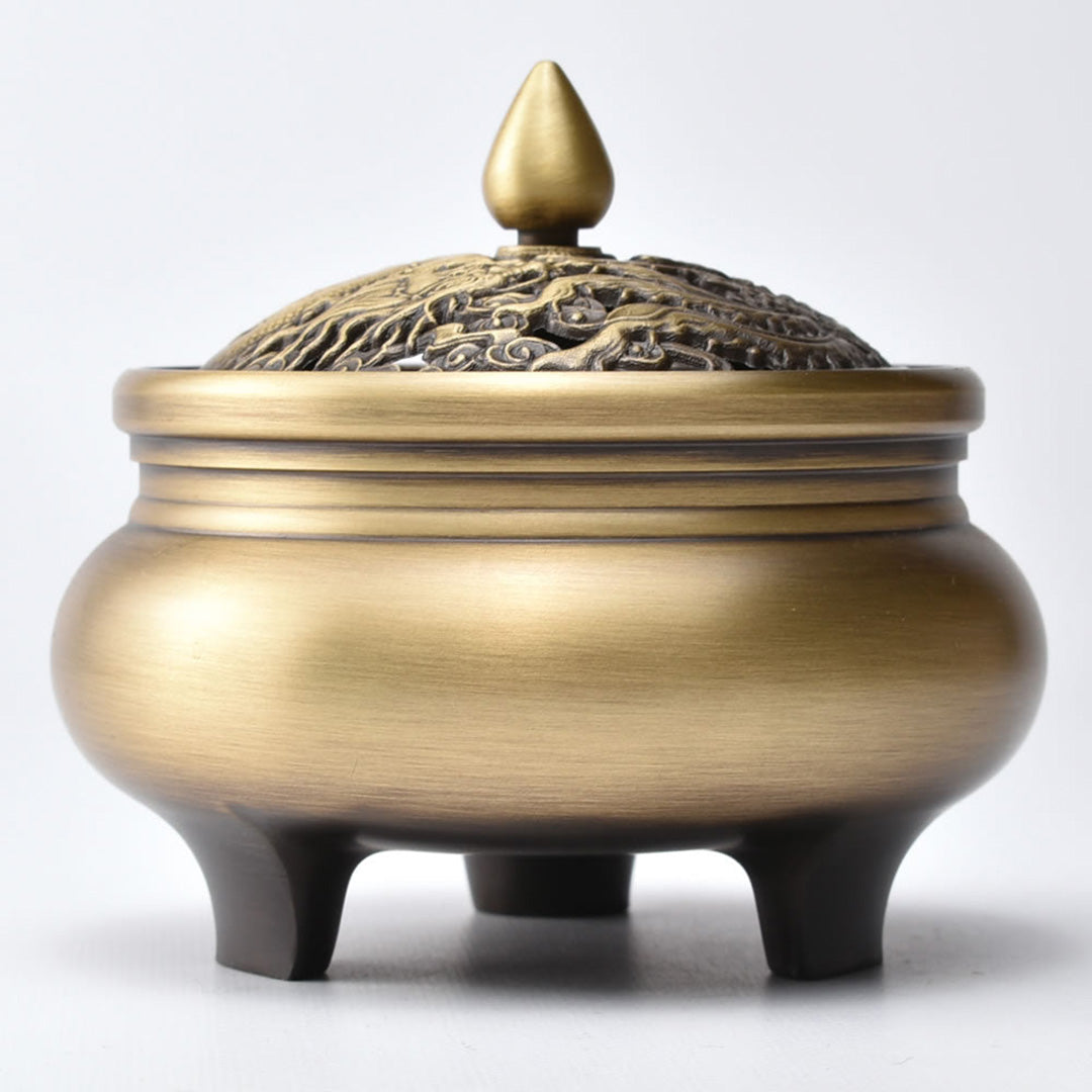 香炉 鳳凰蝶草花文・菊文三つ足有線七宝香炉 香道具 御茶道具 明治時代
