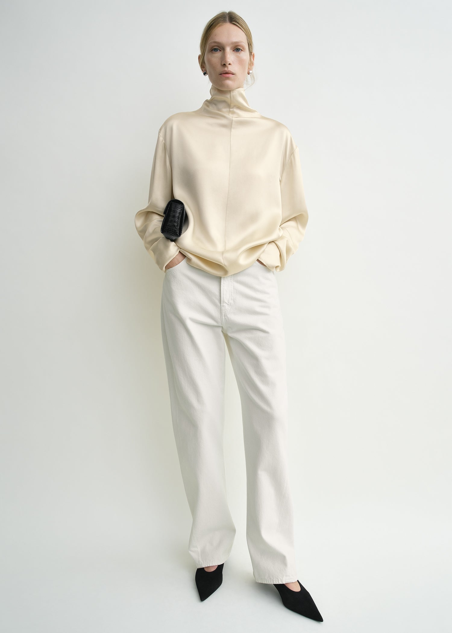 Slouch-neck blouse ecru – TOTEME
