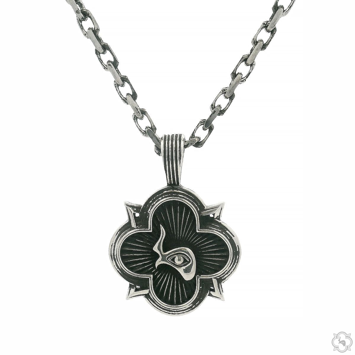 Silver TraxNYC Logo Antiqued Finish Pendant Set With Cable Chain - Lim