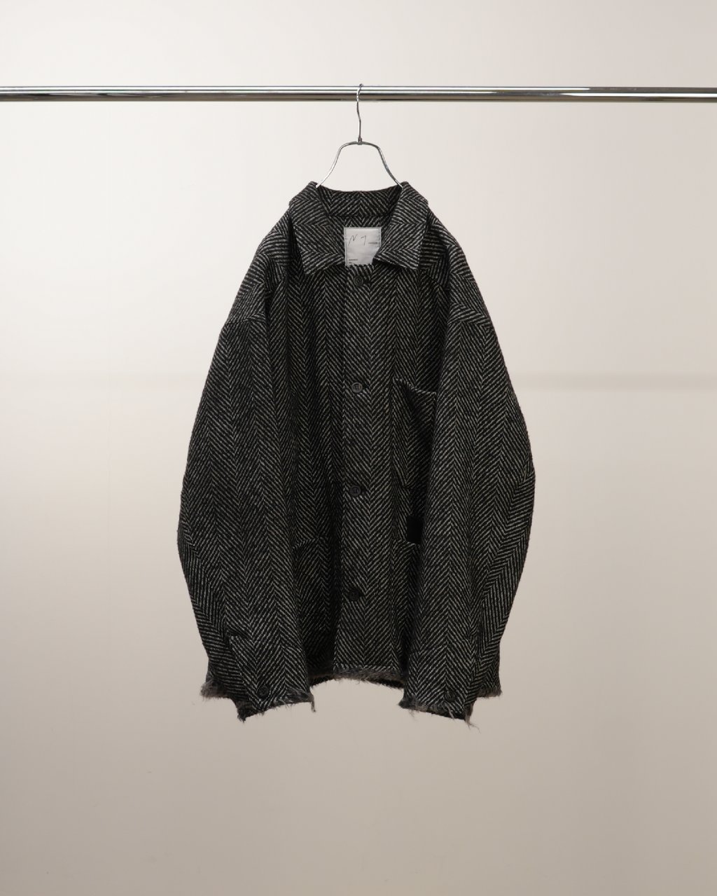 ANCELLM / Damage Wool Herringbone Coverall (White x Black) – Tree