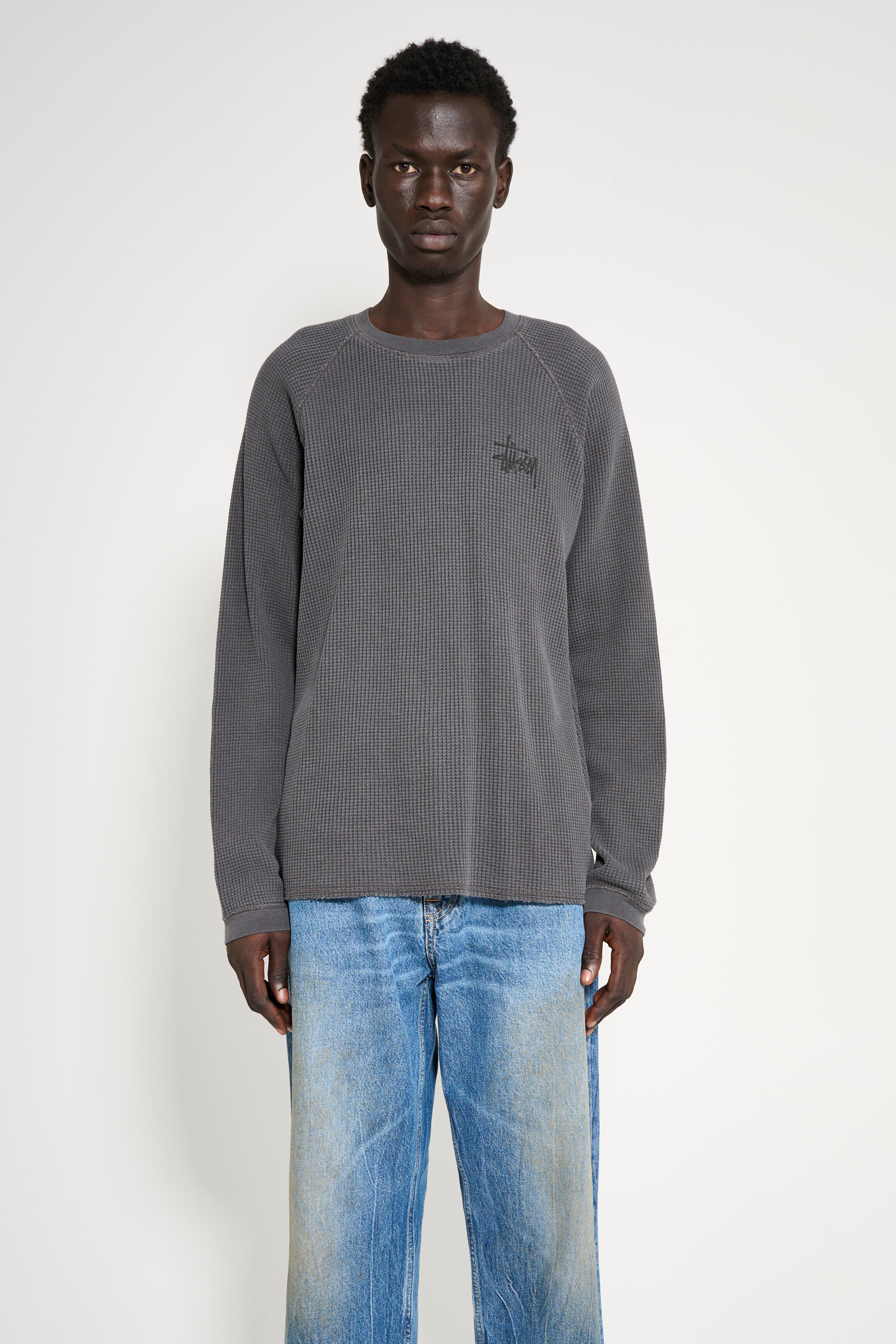 Stüssy Raglan Thermal Basic Stock LS Tee Washed Black – Très Bien