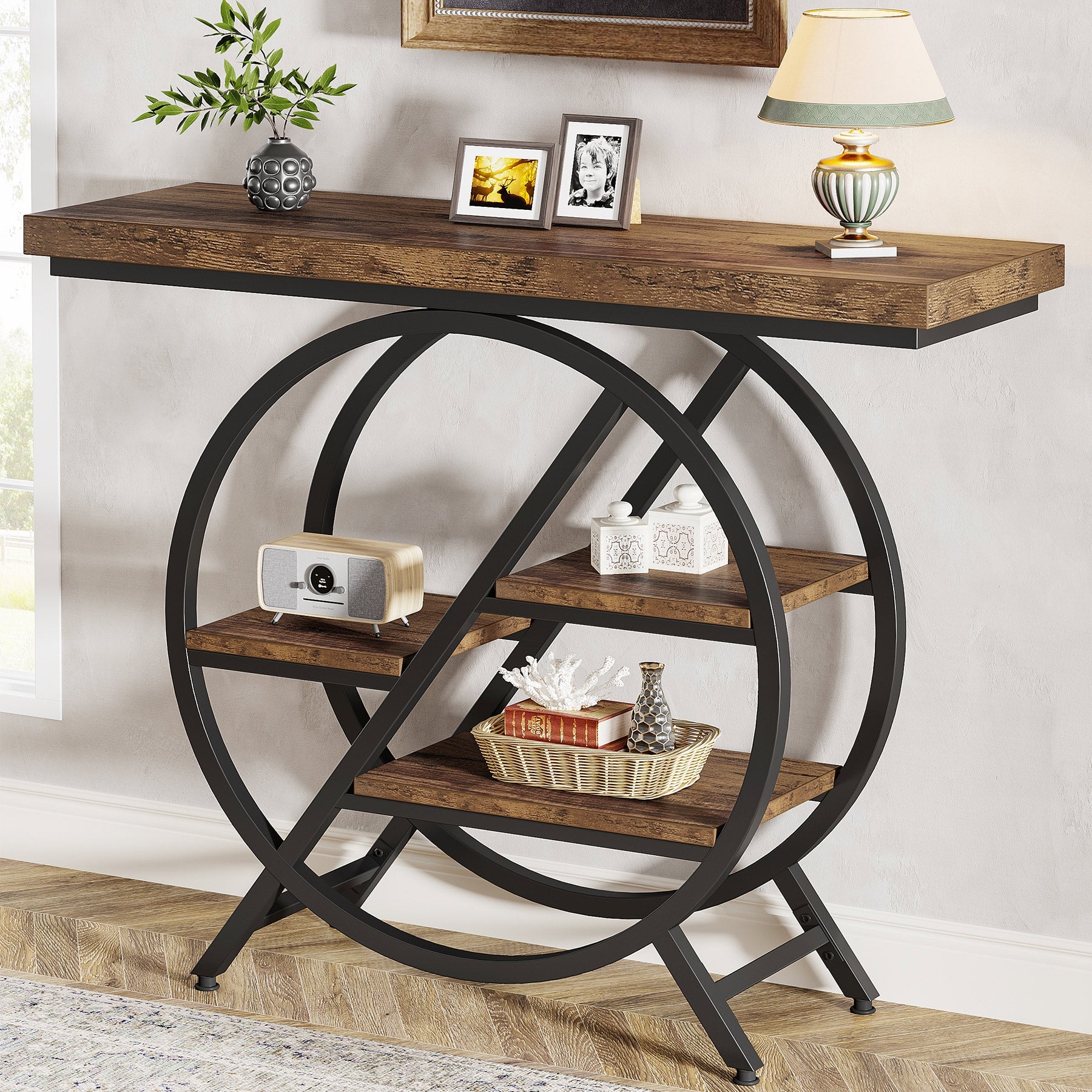 Tribesigns Console Table, 39.4-inch Sofa Table with 4-Tier Shelves