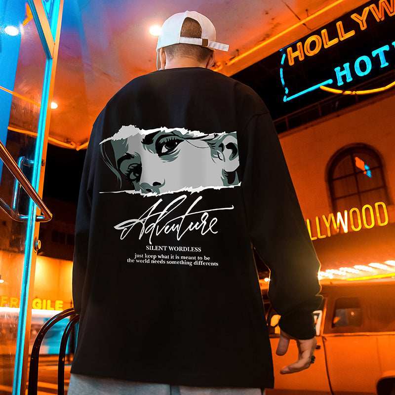 フェイスイラストバックプリント長袖Tシャツ U1741 – URBAN GROW