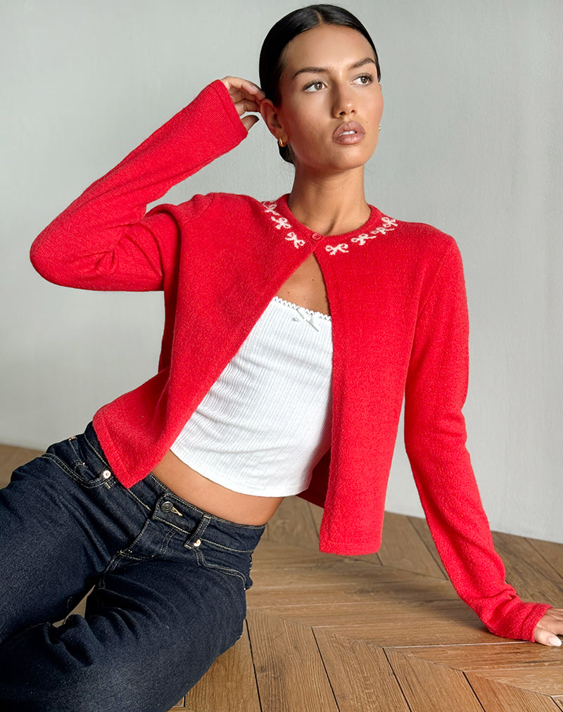 Red Cardigan with Pink Bows | Wunara – motelrocks-com-us