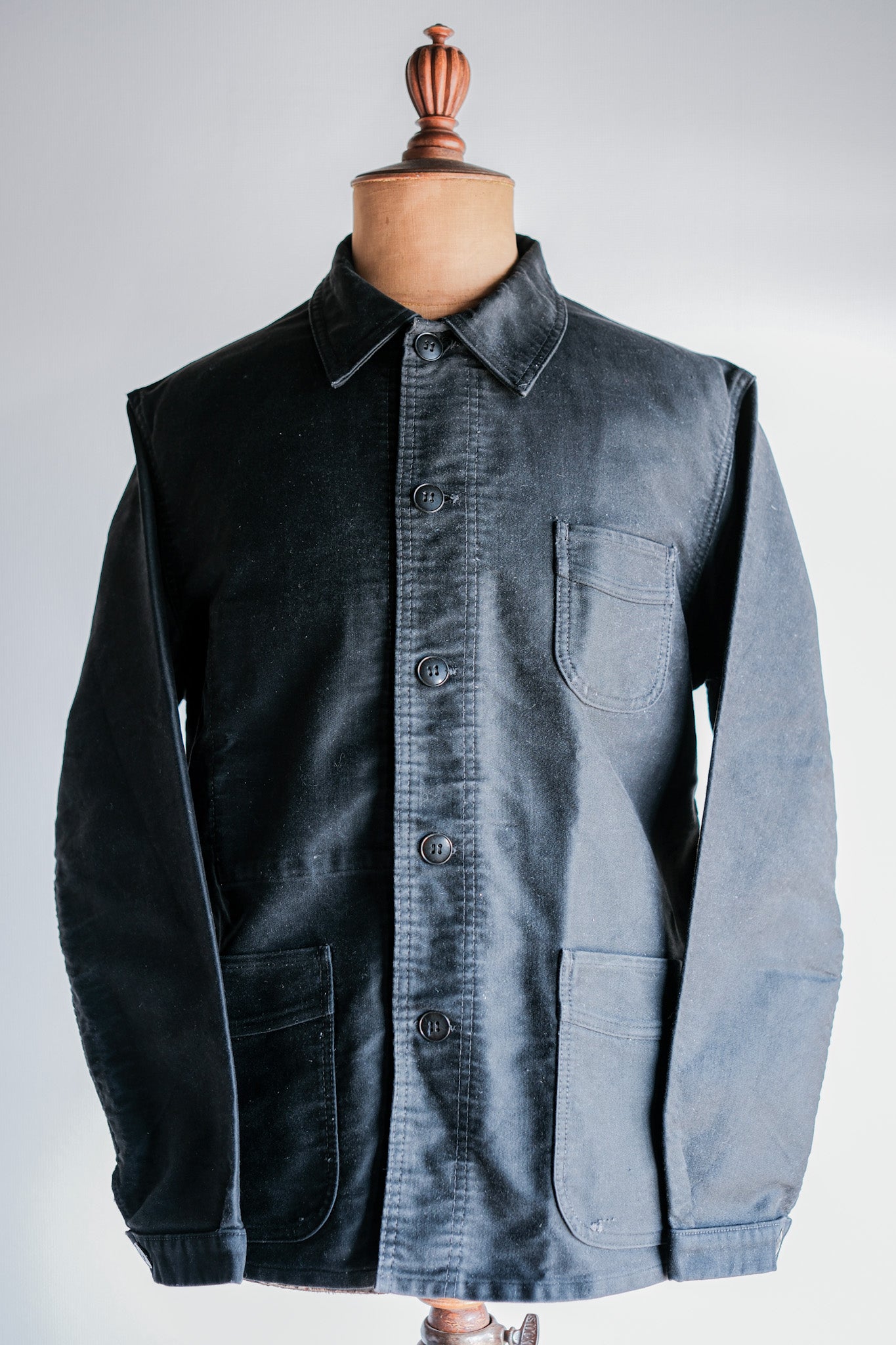 50's】French Vintage Black Moleskin Work Jacket Size.50 