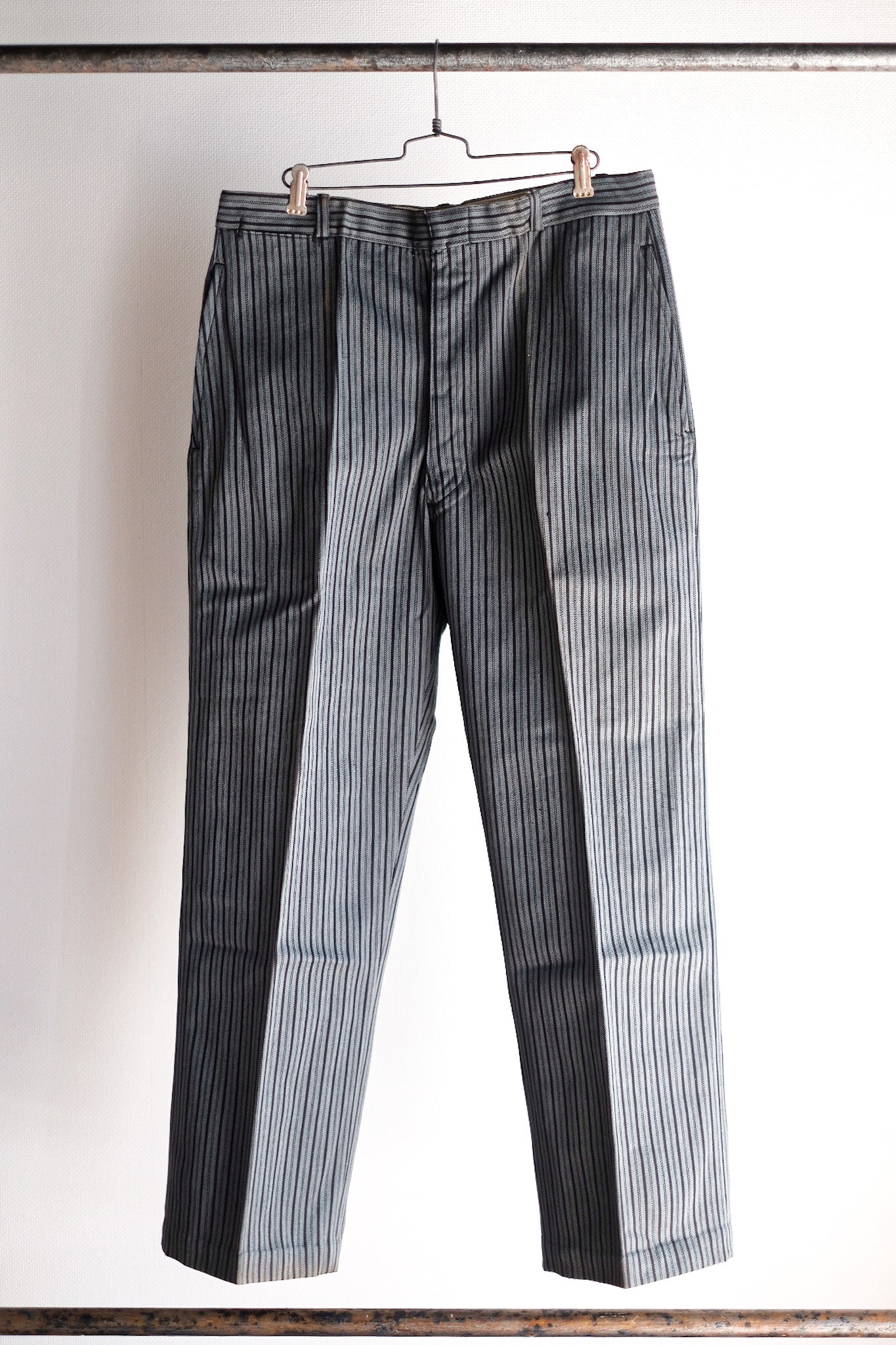 40's] French Vintage Cotton Striped Work Pants 